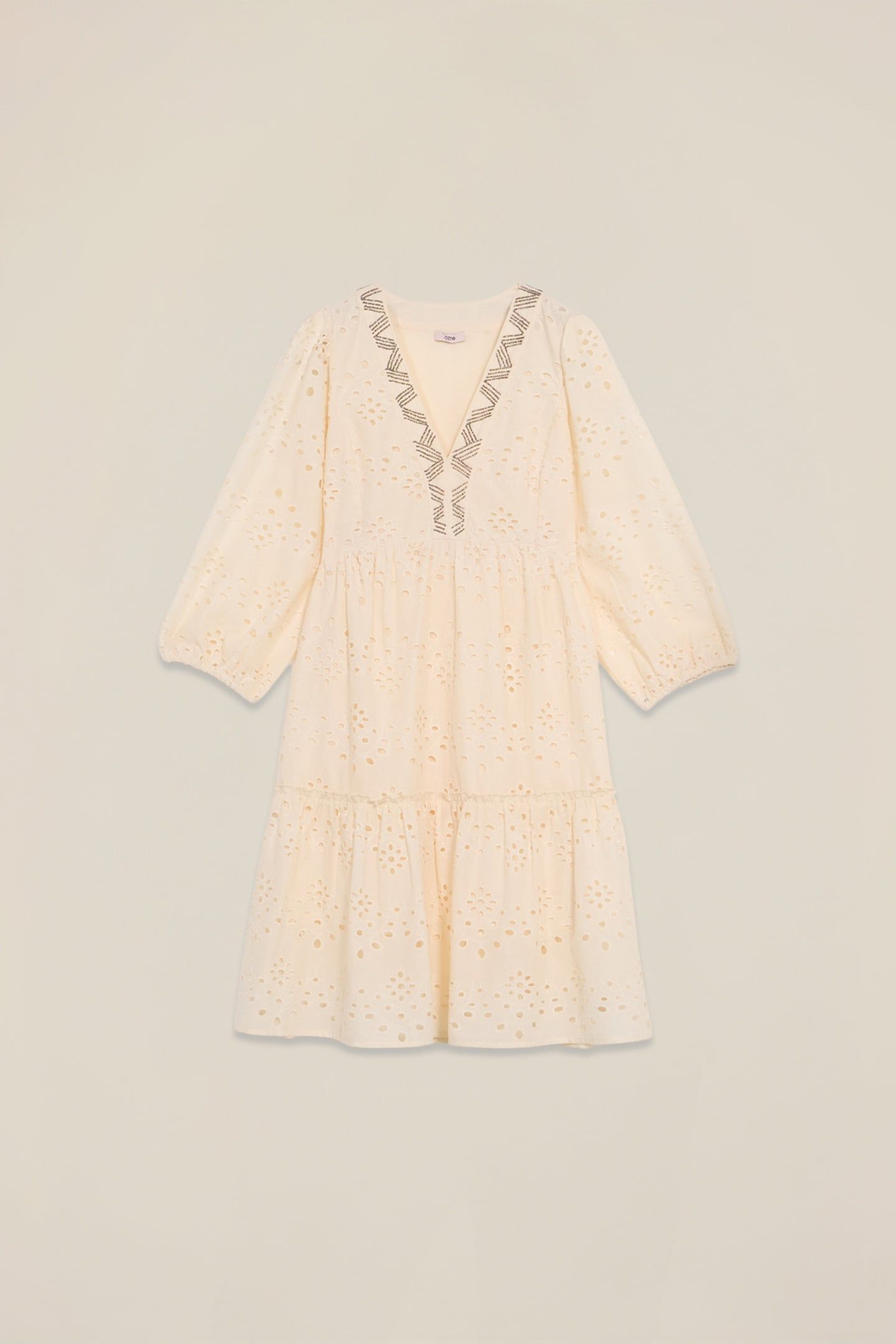 FLARED DRESS IN BRODERIE ANGLAISE LACE BEIGE 3