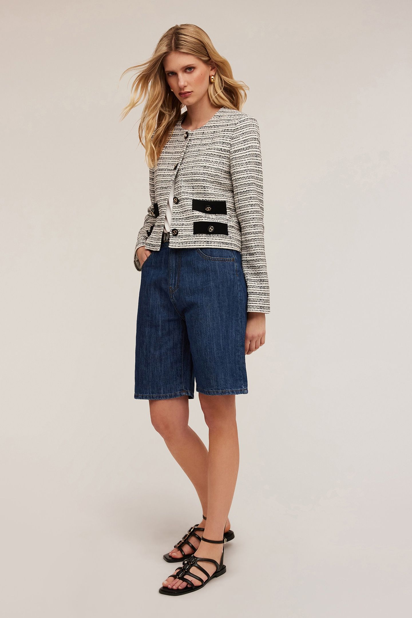 TWEED JACKET WITH POCKETS BLACK 3