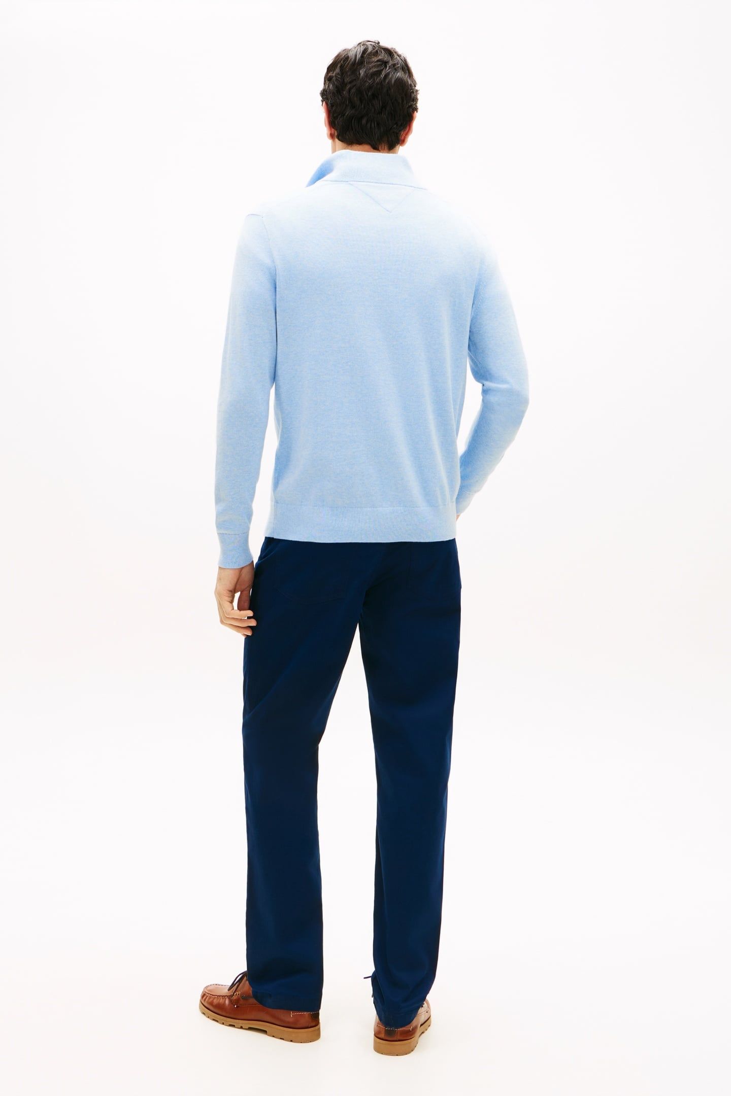 ESSENTIAL COTTON HALF ZIP VESSEL BLUE HEATHER 2