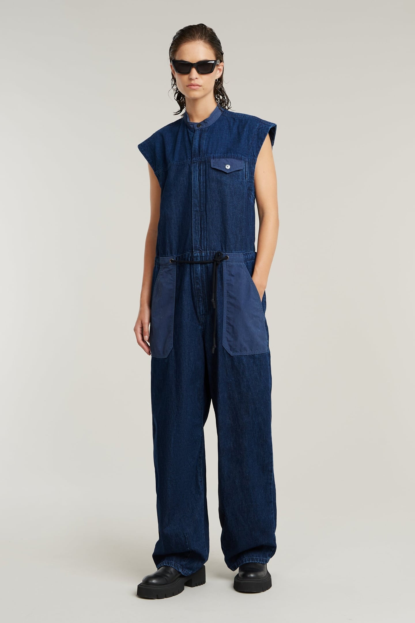COCOON S/L JUMPSUIT FADED INDIGO PATCHED 2