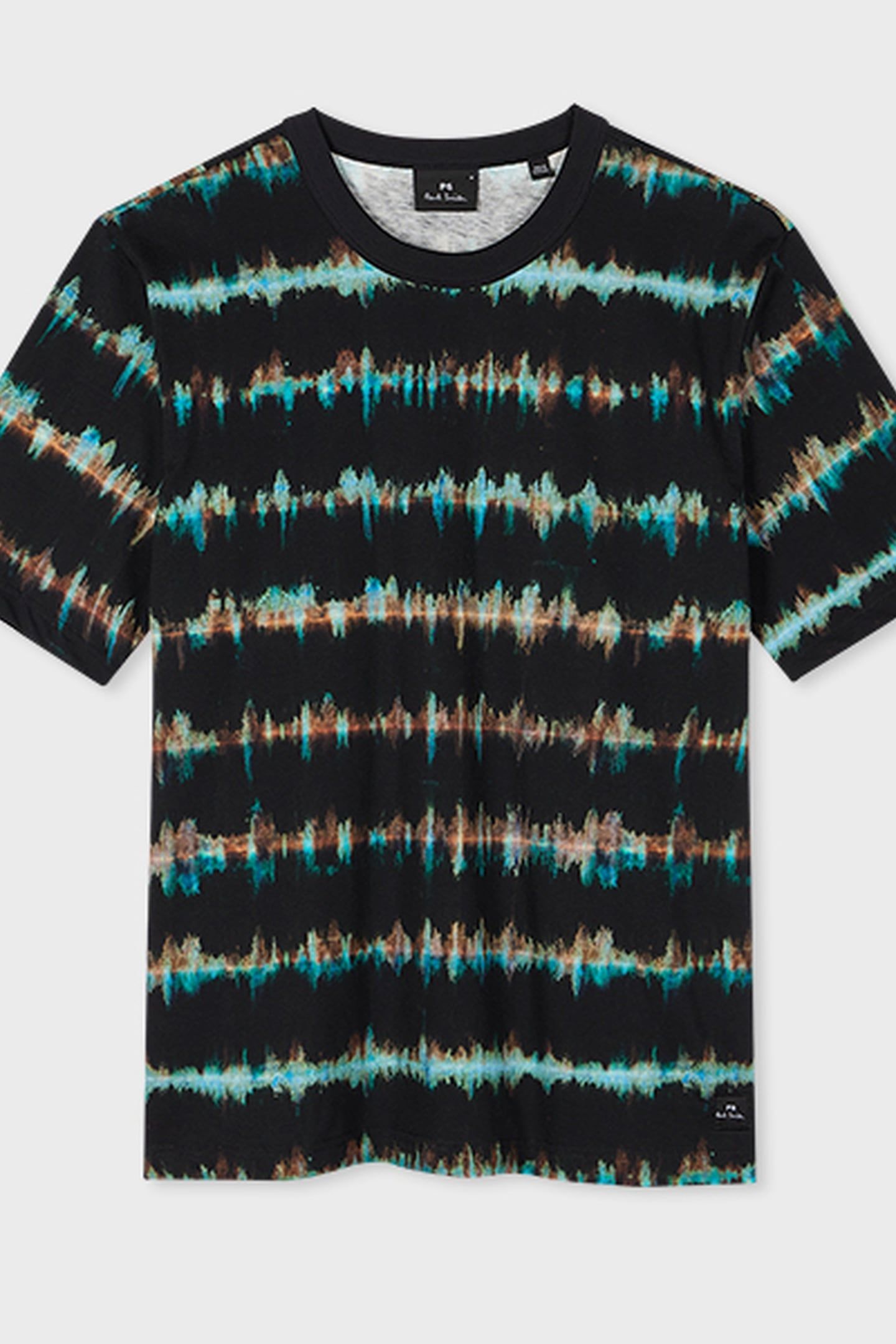 REG FIT SS T SHIRT SHIBORI STRIPE BLACK 2