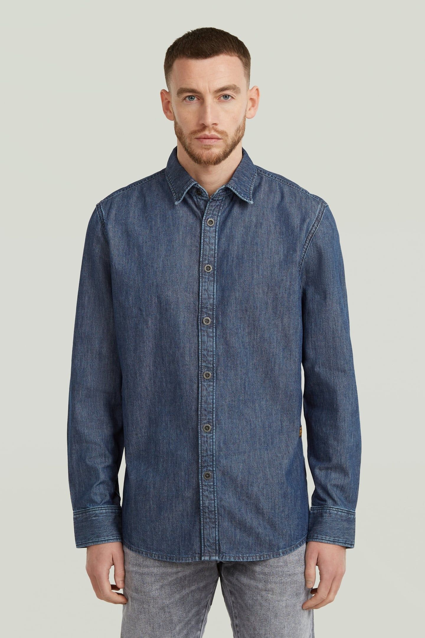 CLEAN SLIM SHIRT L/S WORN IN SEA STONE 2