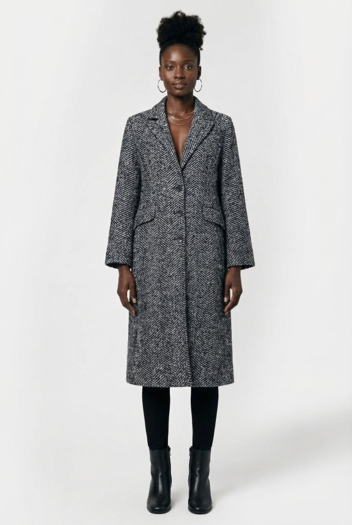 HERRINGBONE COAT W BLACK/WHITE 1