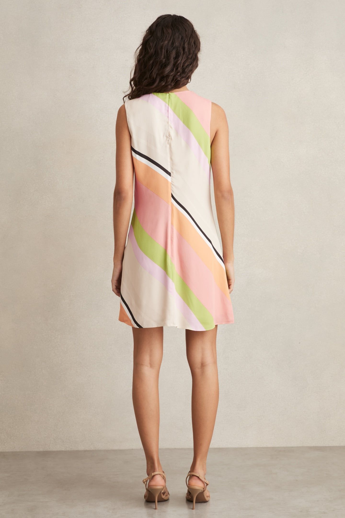 BLOCK STRIPE PRINT SHORT DRESS PINK/GREEN 3
