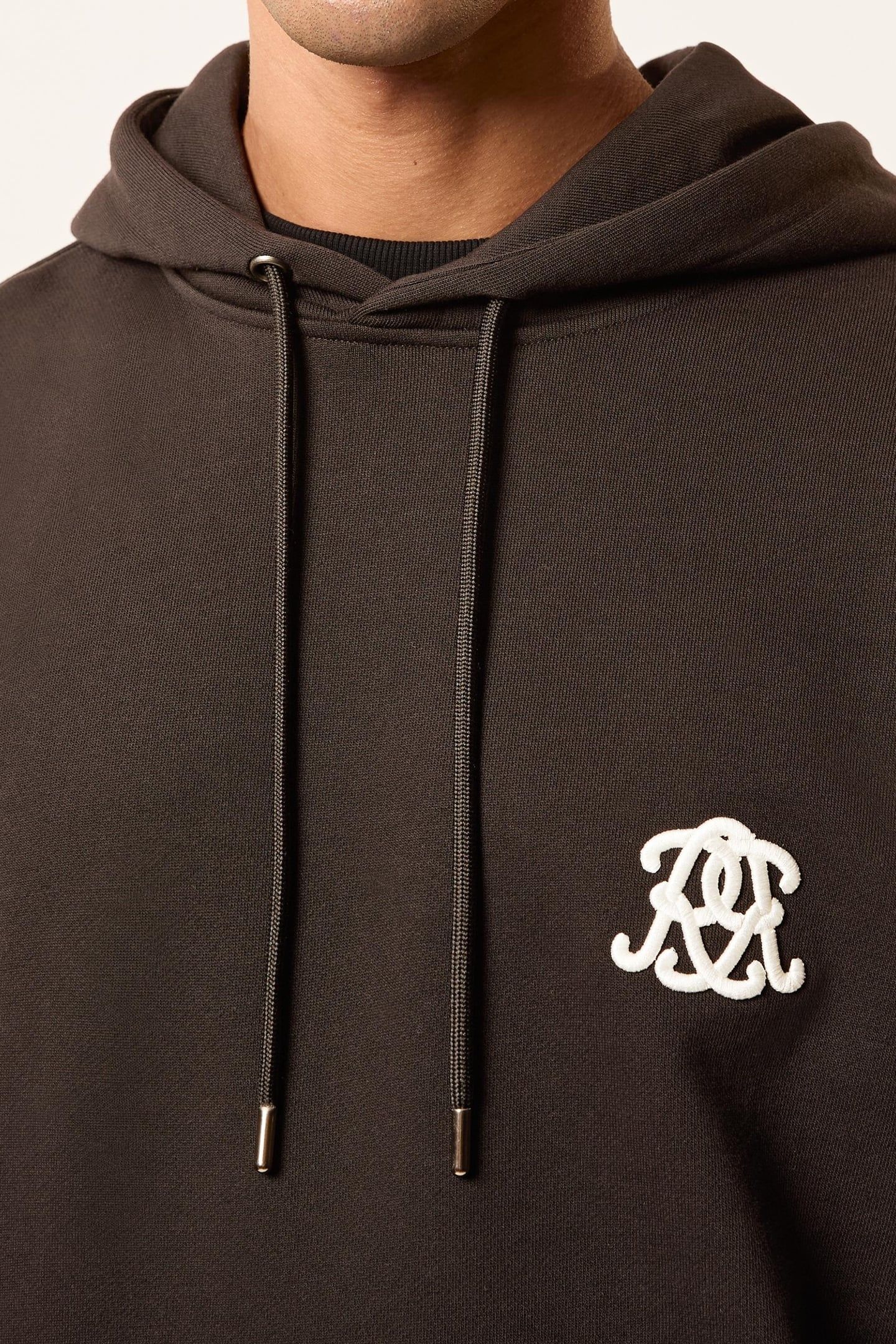 LS OVERSIZED MOTIF HOODY BROWN 6