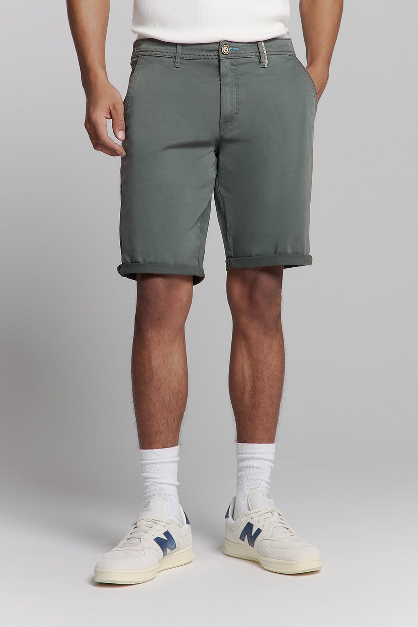 SHORT CHINO GARMENT DYED TWILL STRETCH DARK STEEL 1