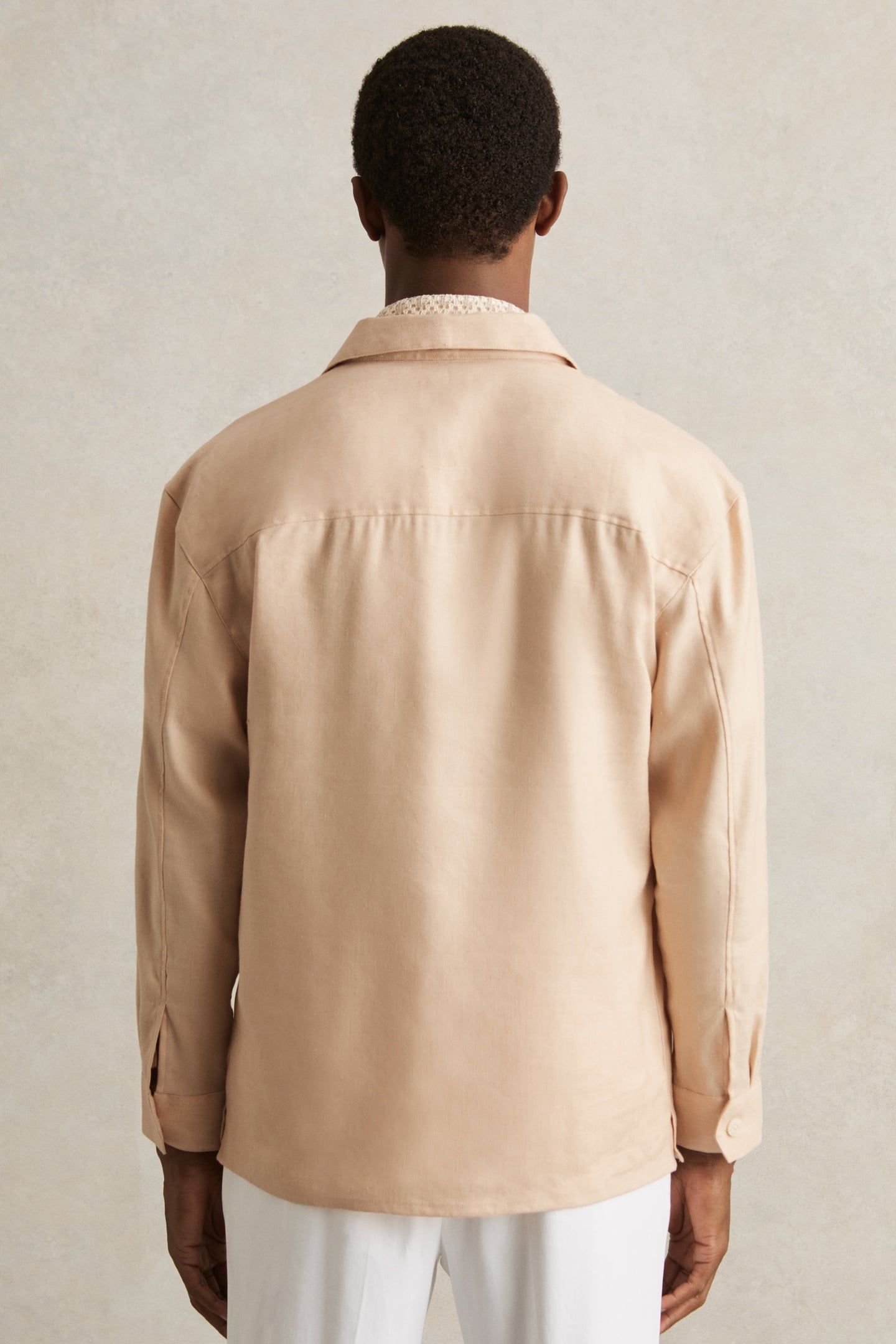 LS LINEN TWIN POCKET OVERSHIRT STONE 2