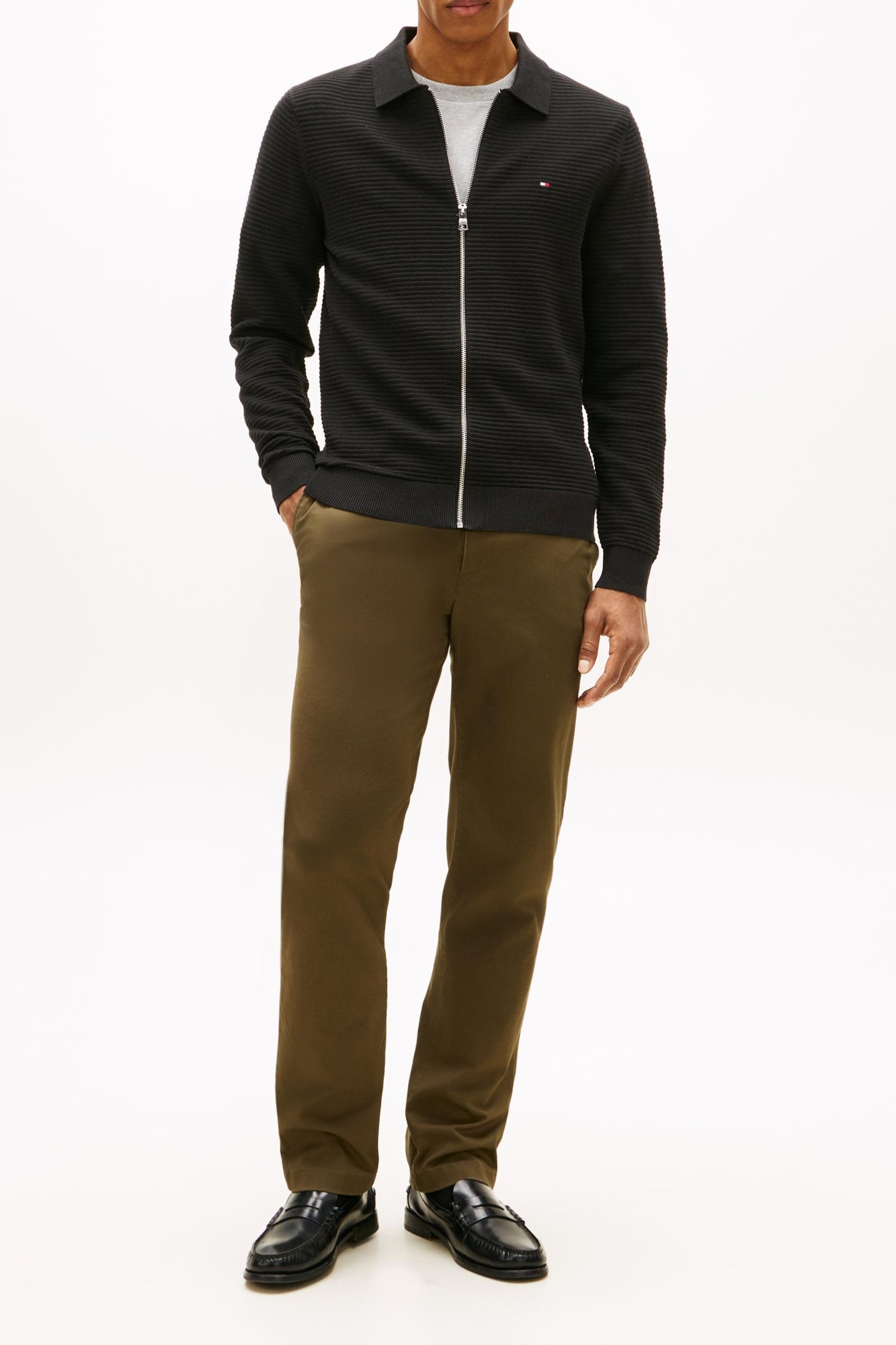SEASONAL STRUCTURE ZIP SWEATER BLACK 4