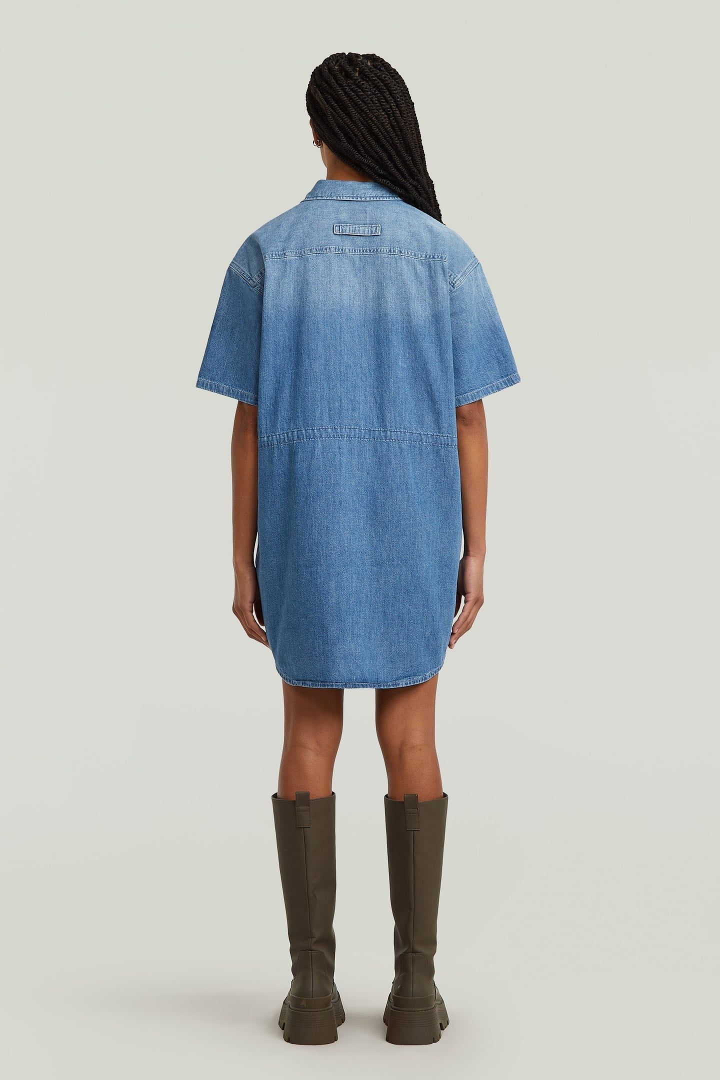 RELAXED DRAWCORD S/S DRESS FADED ISLES BLUE 2