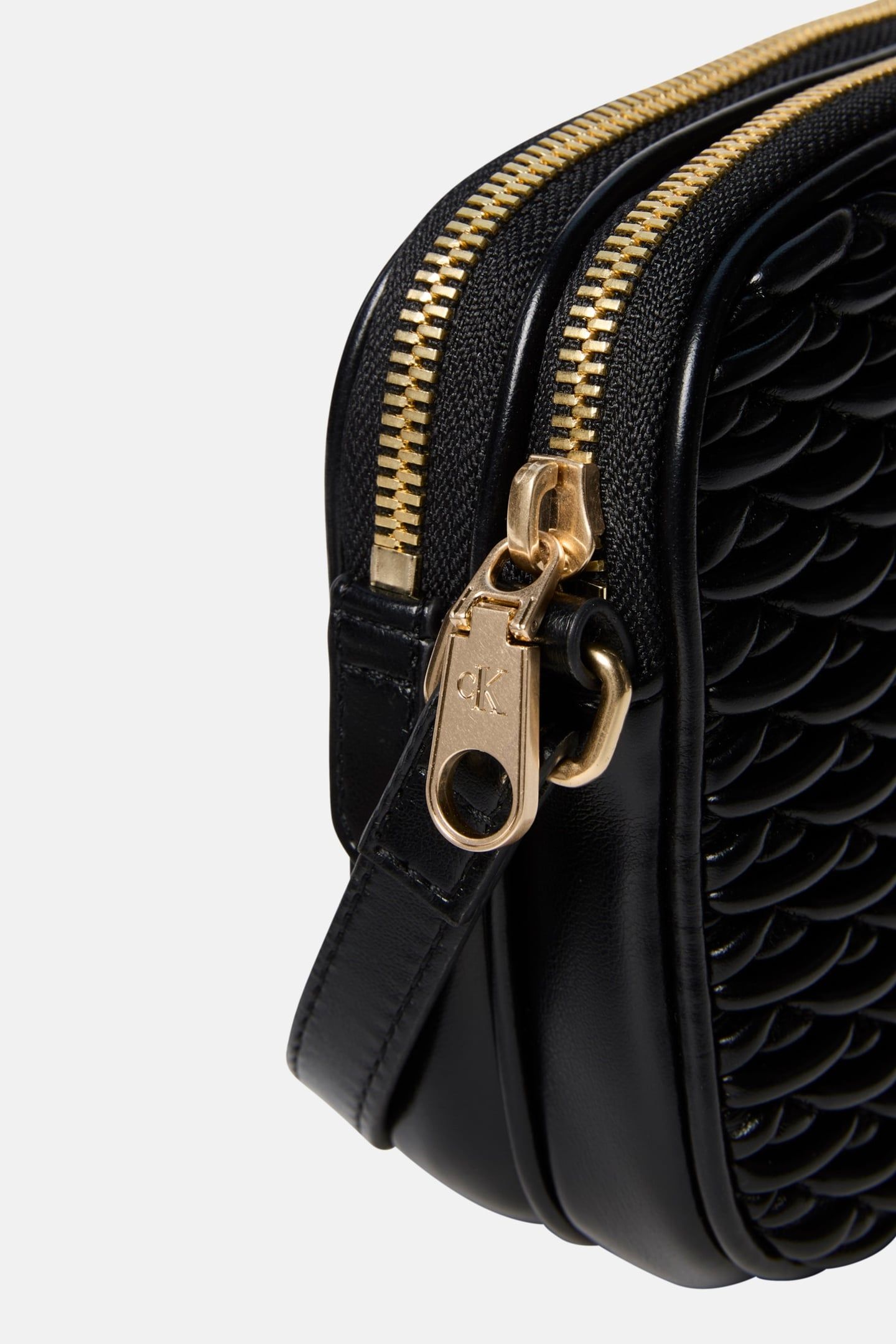 PLEATED DOUBLE ZIP CROSSOVER BAG BLACK 5