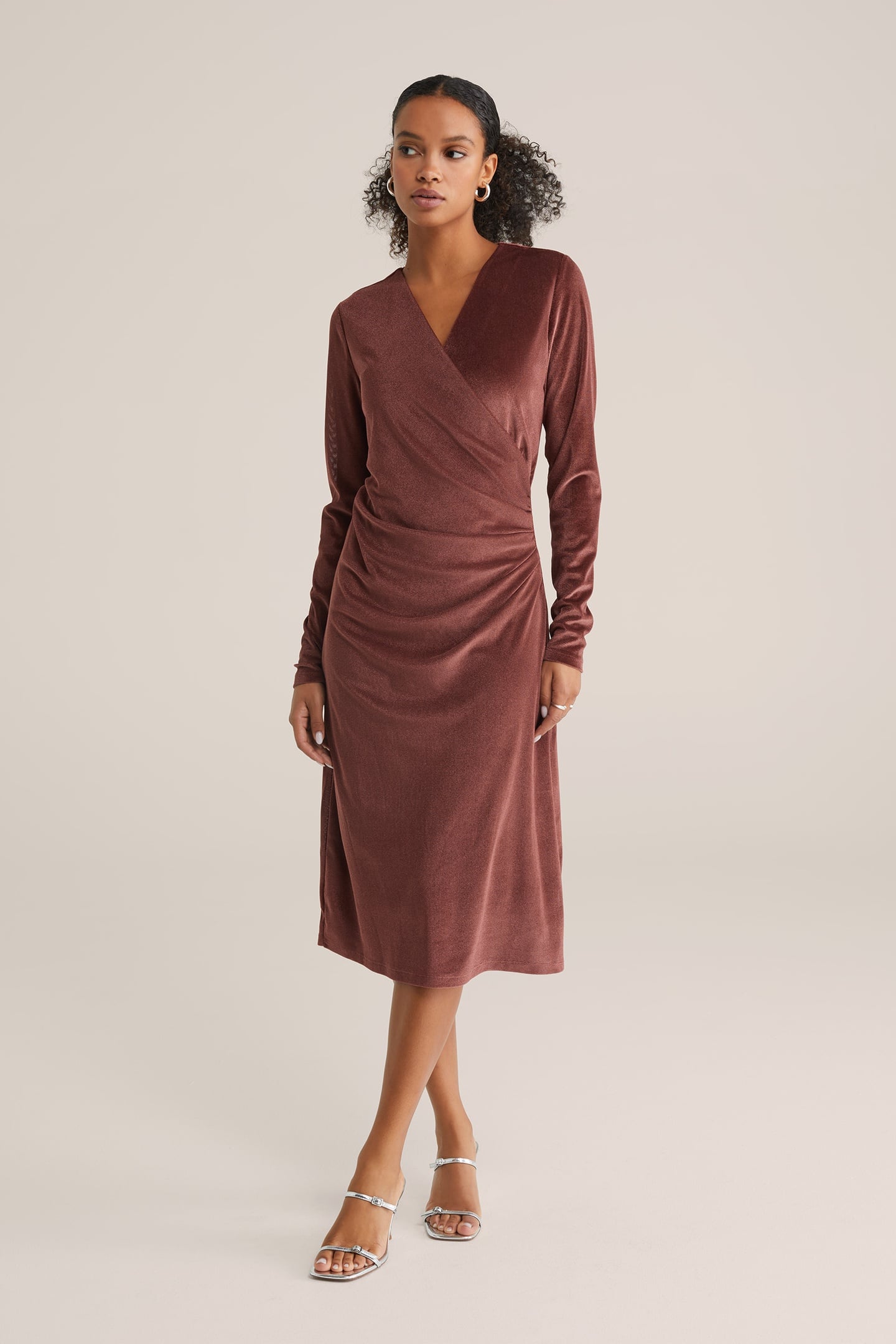 DRESS MID LENGTH BURGUNDY RED 2