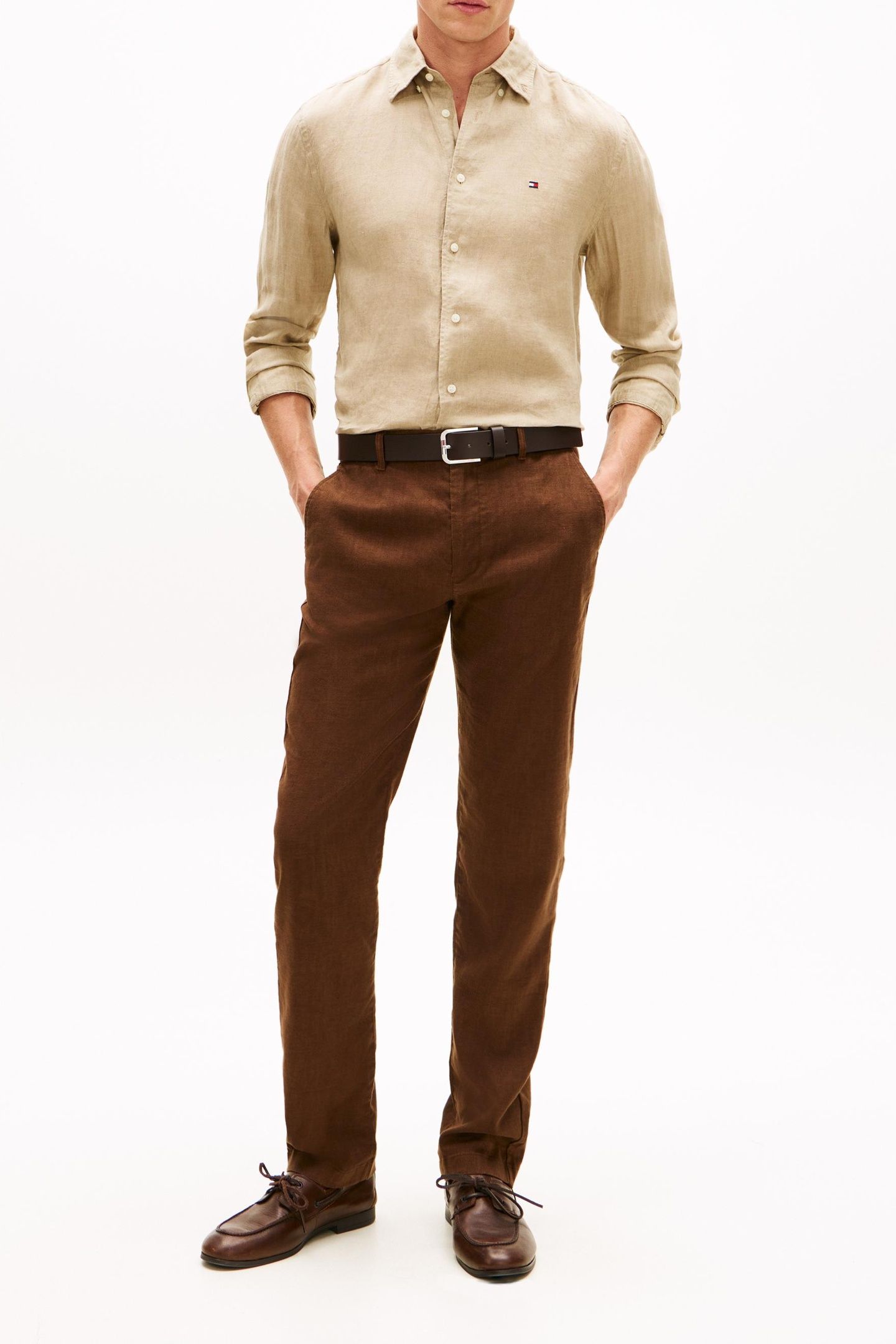PIGMENT DYED LINEN SHIRT SANDALWOOD 1
