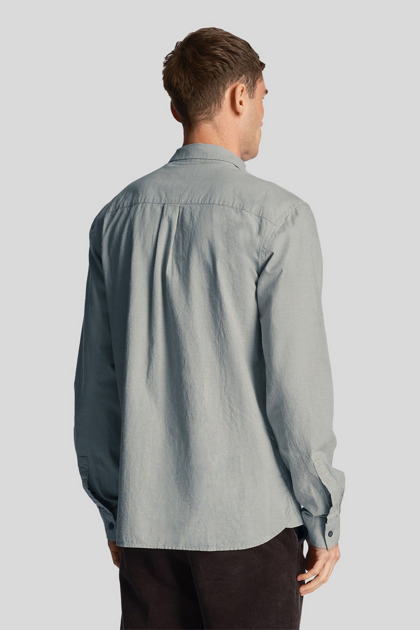 COTTON LINEN BUTTON DOWN SHIRT SLATE BLUE 3