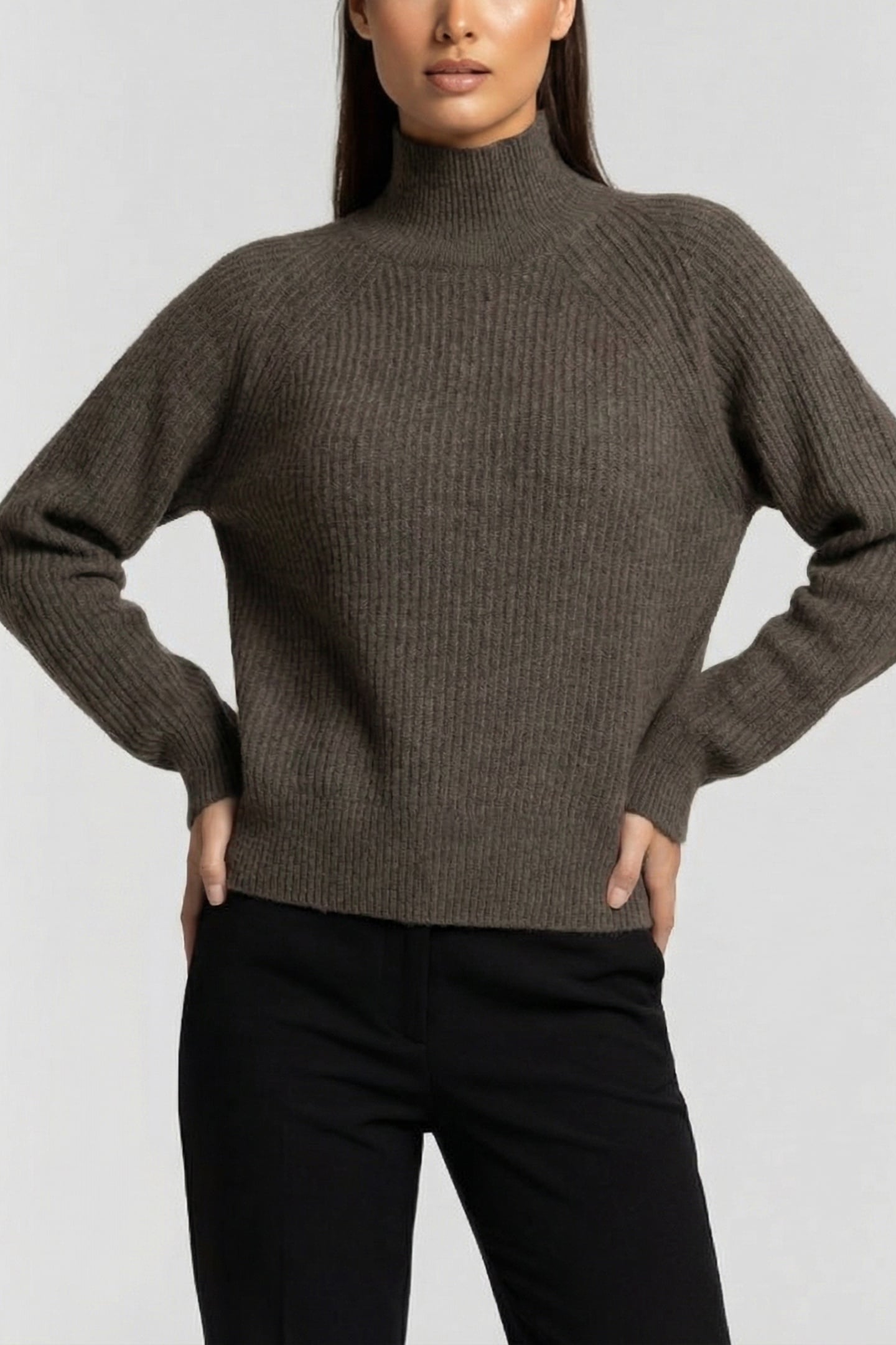 MARCIANO BY GUESS DENISE LS MOCK NECK SWEATER STONE OLIVE MU 1