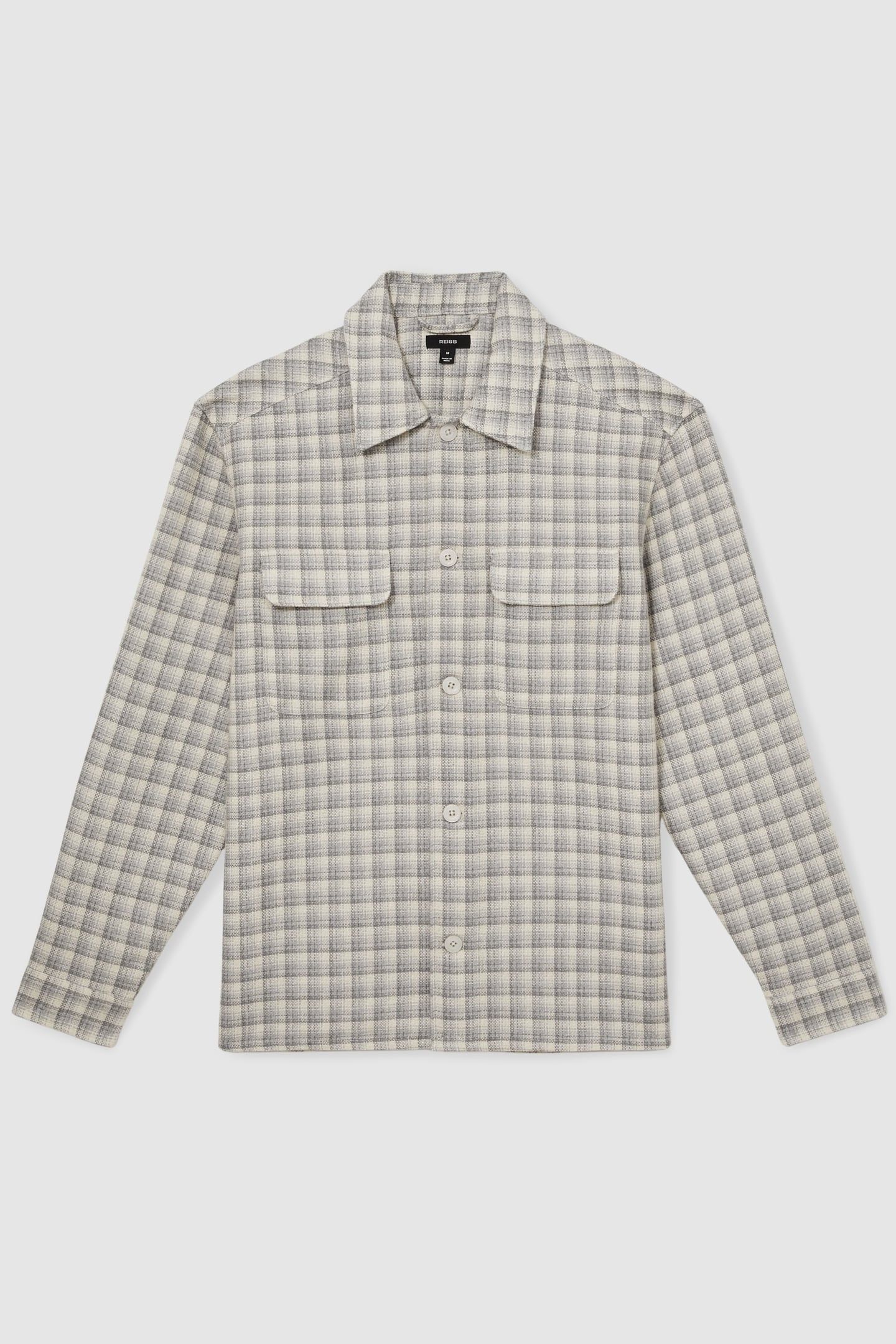 LS TEXTURED CHECK TWIN POCKET OVERSHIRT LIGHT GREY 6