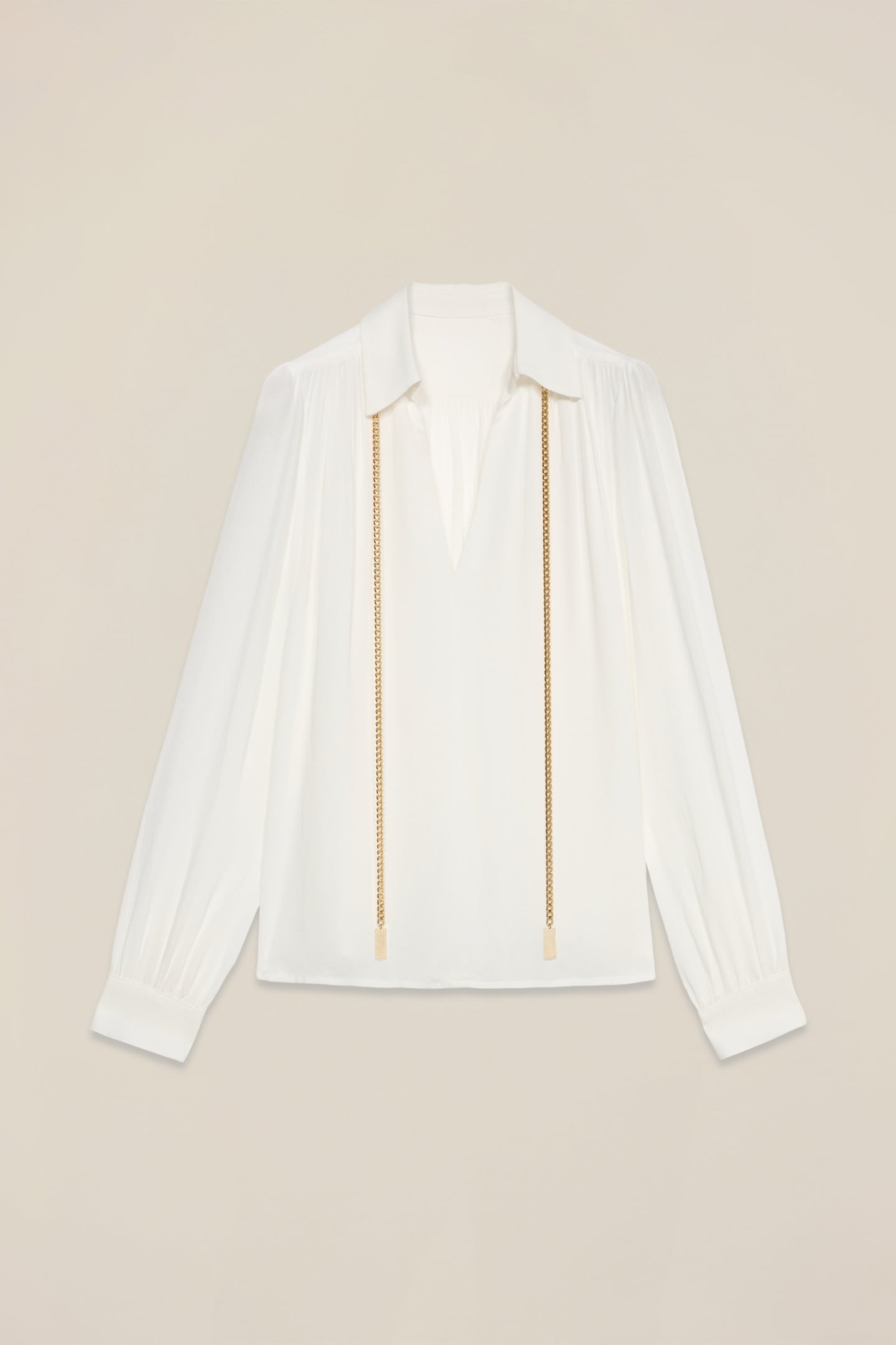 CREPE FABRIC BLOUSE WITH CHAIN WHITE 3