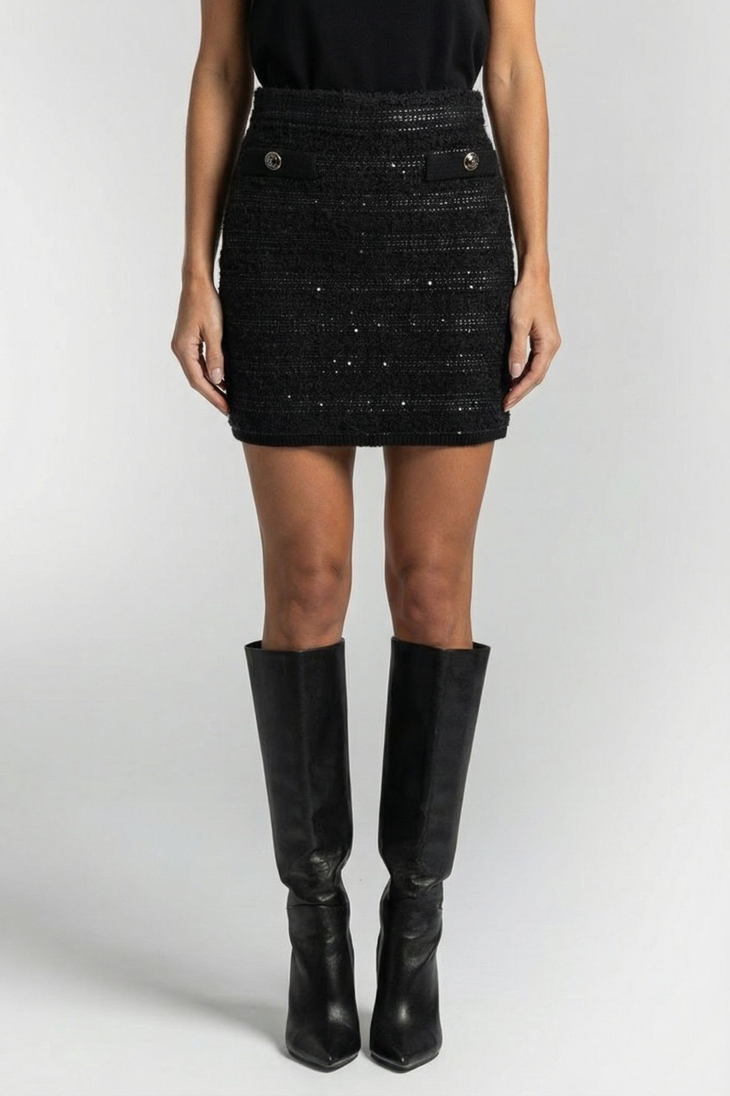 MARCIANO BY GUESS AMELIA A SHAPE SKIRT SWEATER JET BLACK 1