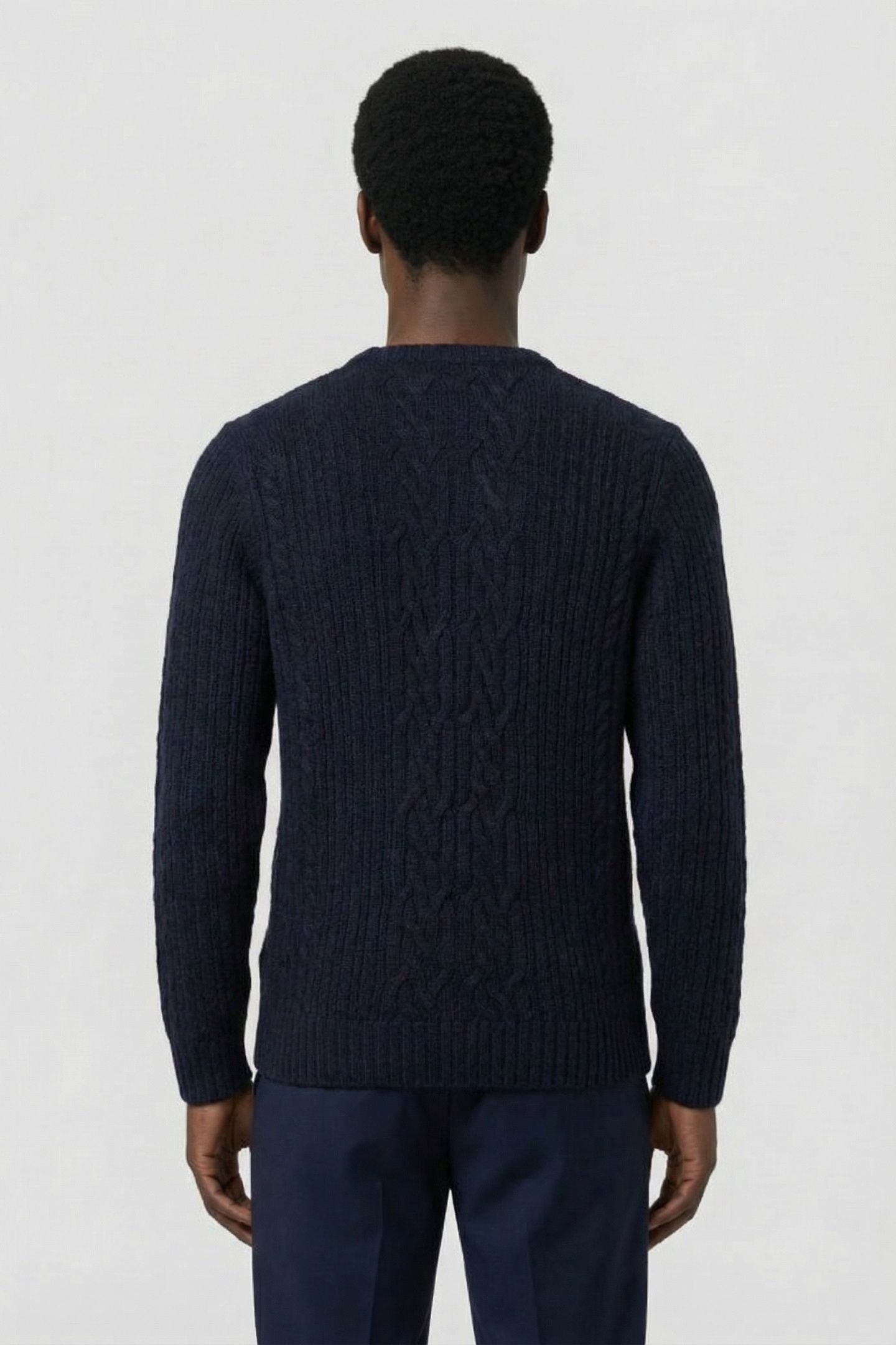 RIBBED CABLE KNIT JUMPER DARK NAVY MARL 2