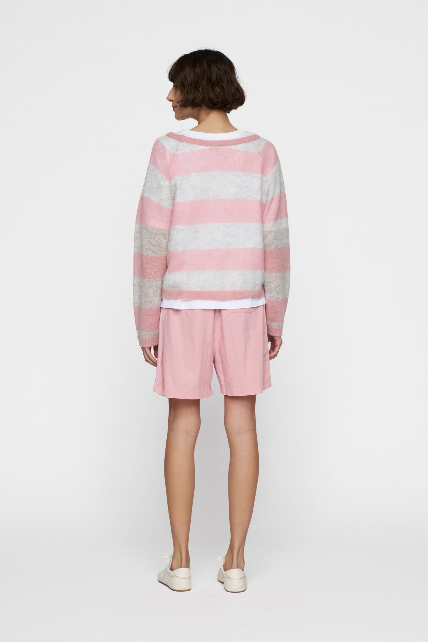 THIN KNIT SWEATER DARK RASPBERRY/WHITE GREY MELEE 3