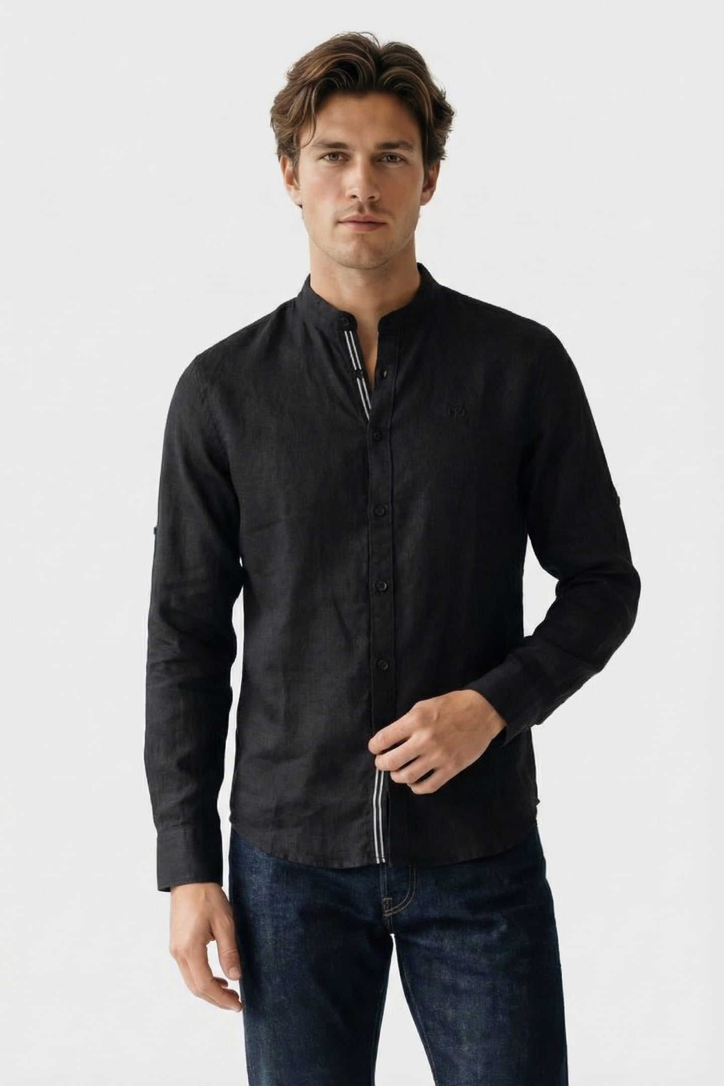 DS-ANDRU MAO SHIRT BLACK 1