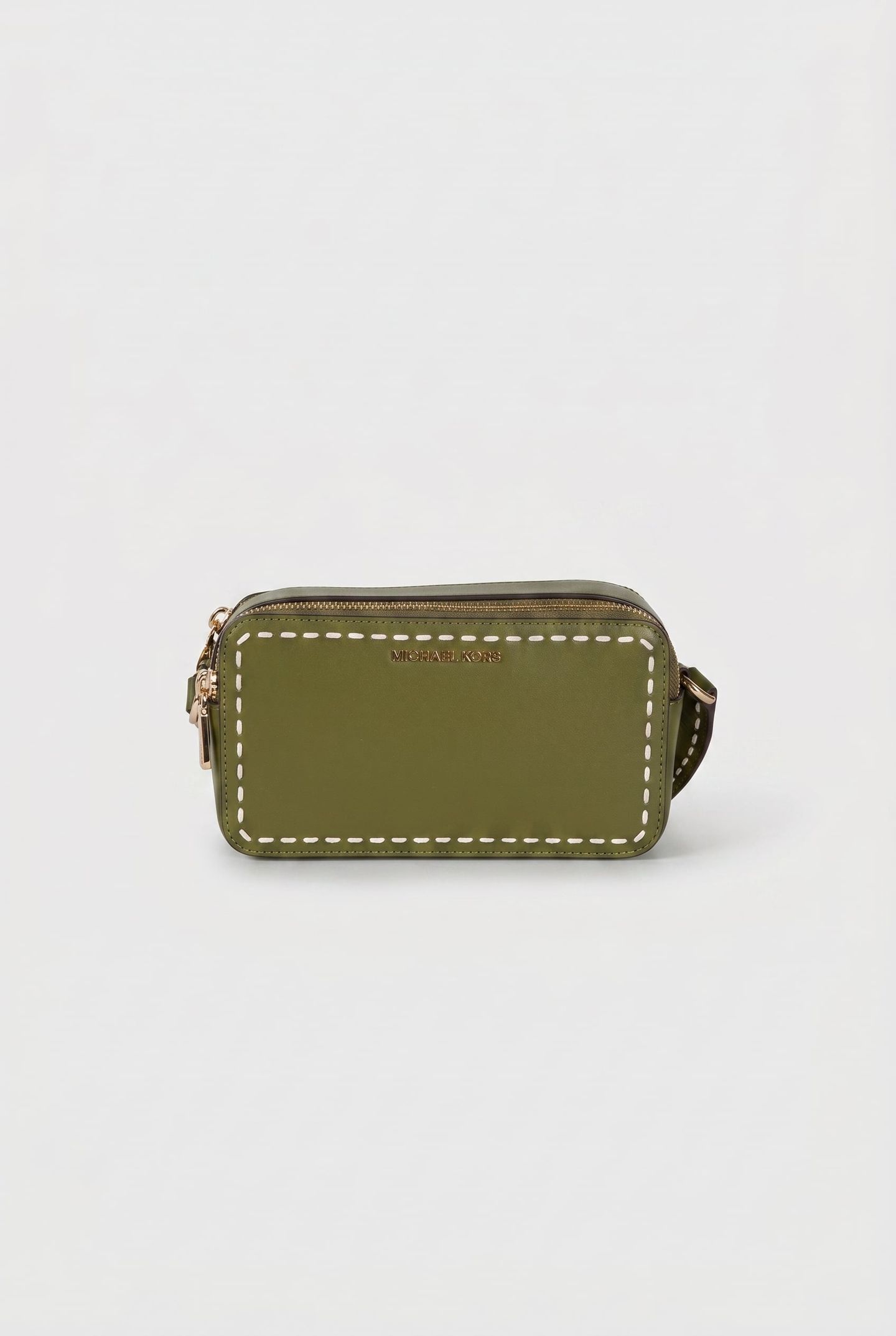 SMALL DOUBLE ZIP CAMERA CROSSBODY SMOKEY OLIVE 2