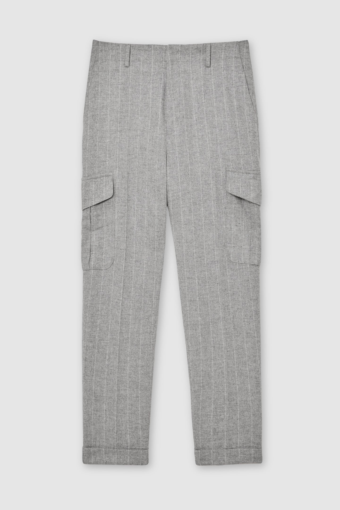 PINSTRIPE FLANNEL CARGO TROUSER SOFT GREY 4