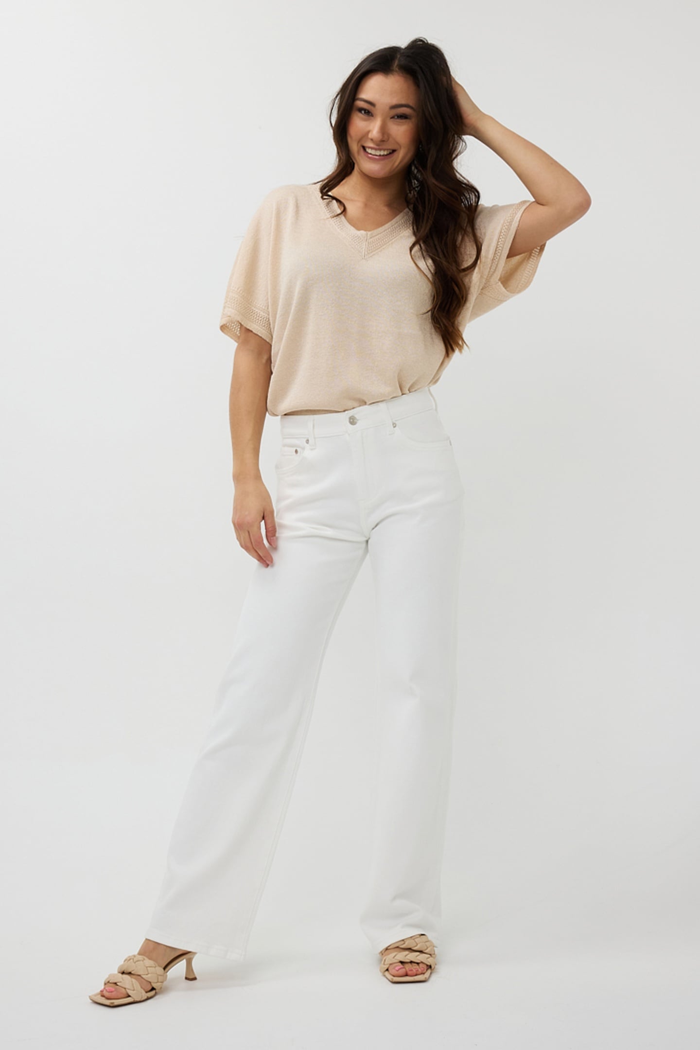SWEATER BATWING POINTELLE LUREX IVORY 1