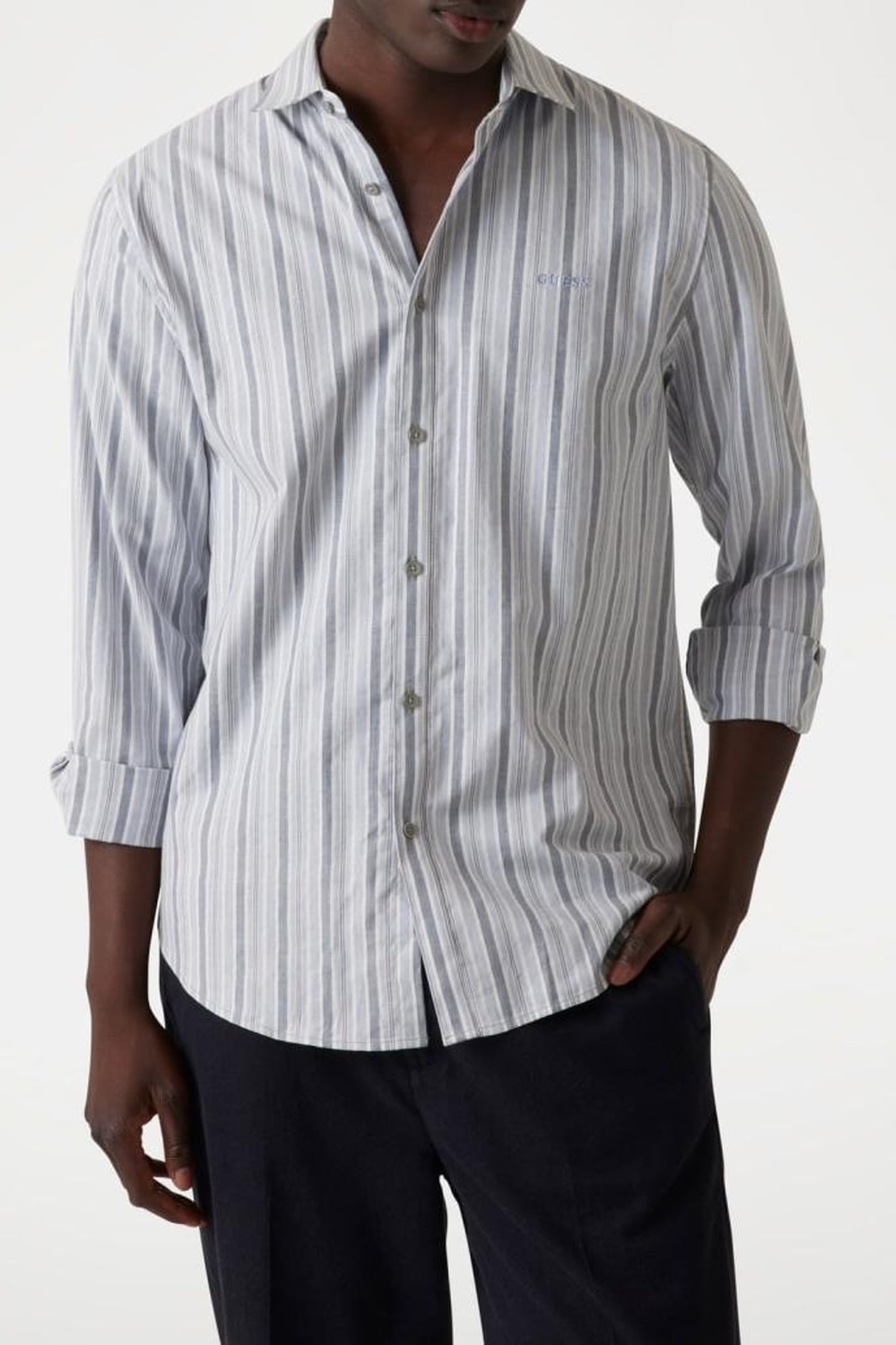 GUESS ECO LS COLLINS SHIRT LIGHT BLUE SMALL REG 4