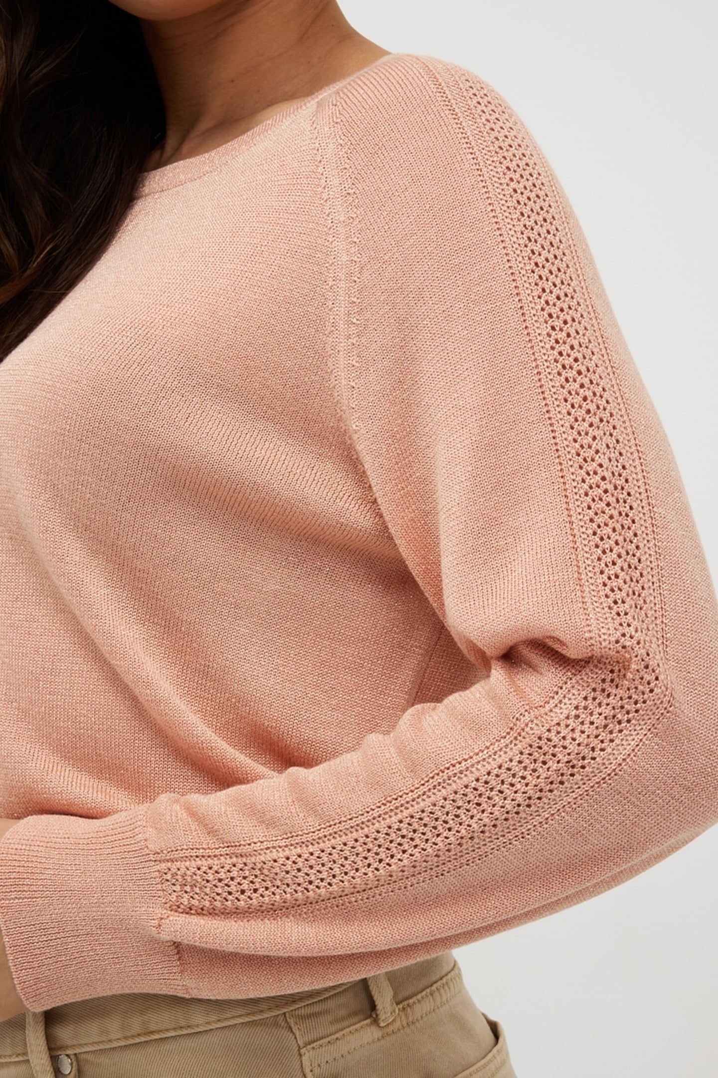 SWEATER RAGLAN POINTELLE LUREX LIGHT APRICOT 9