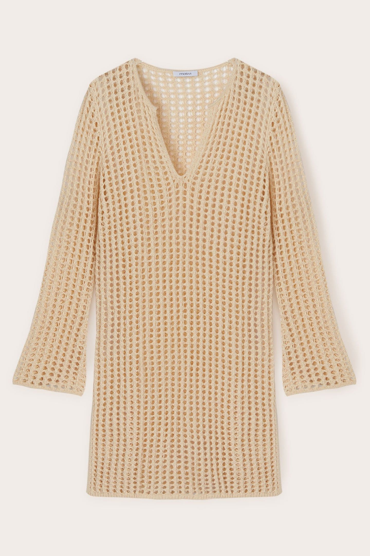 CROCHET-EFFECT KNITTED TUNIC BEIGE 4