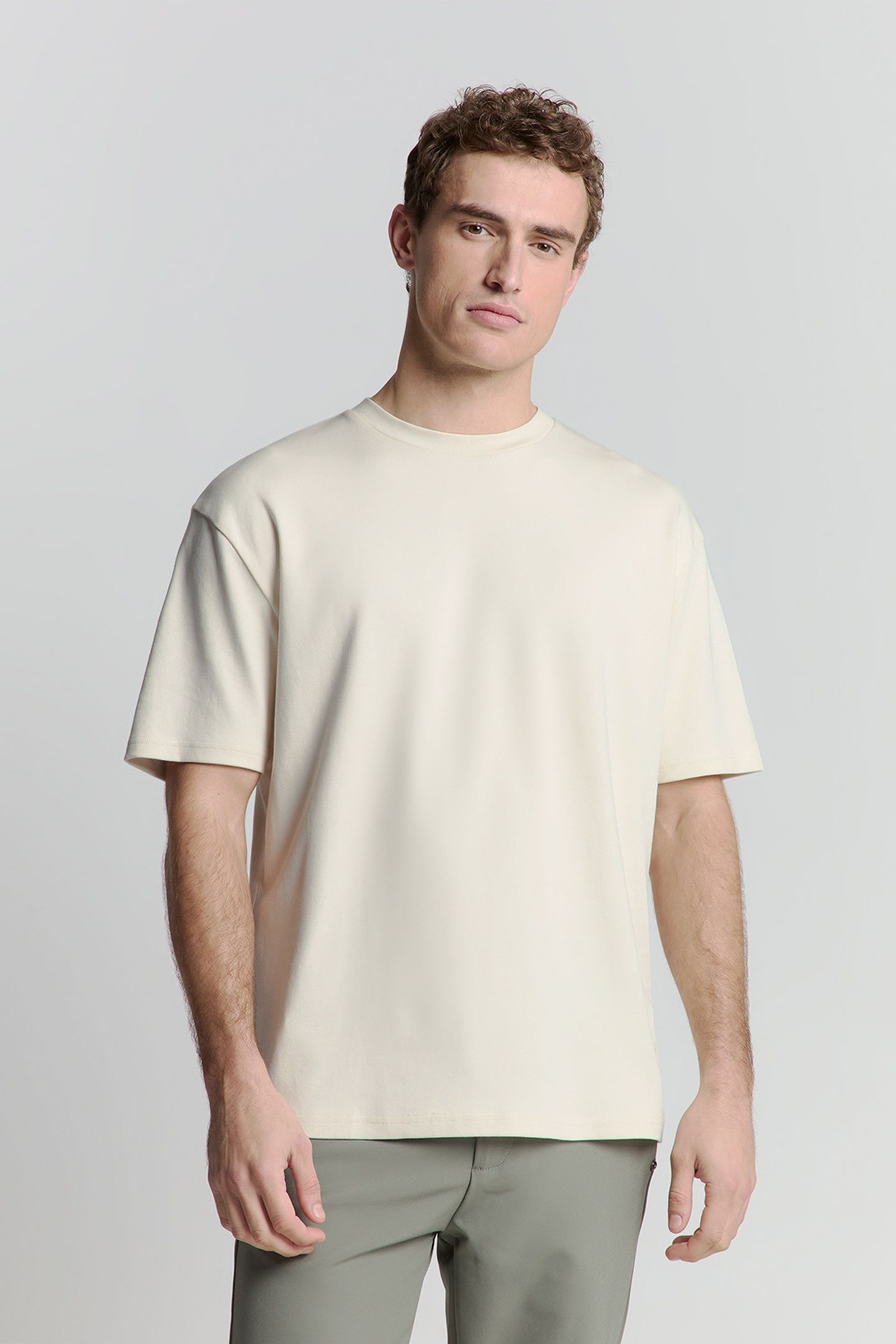 T-SHIRT CREWNECK HEAVY SOLID BACK PRINT OFFWHITE 1