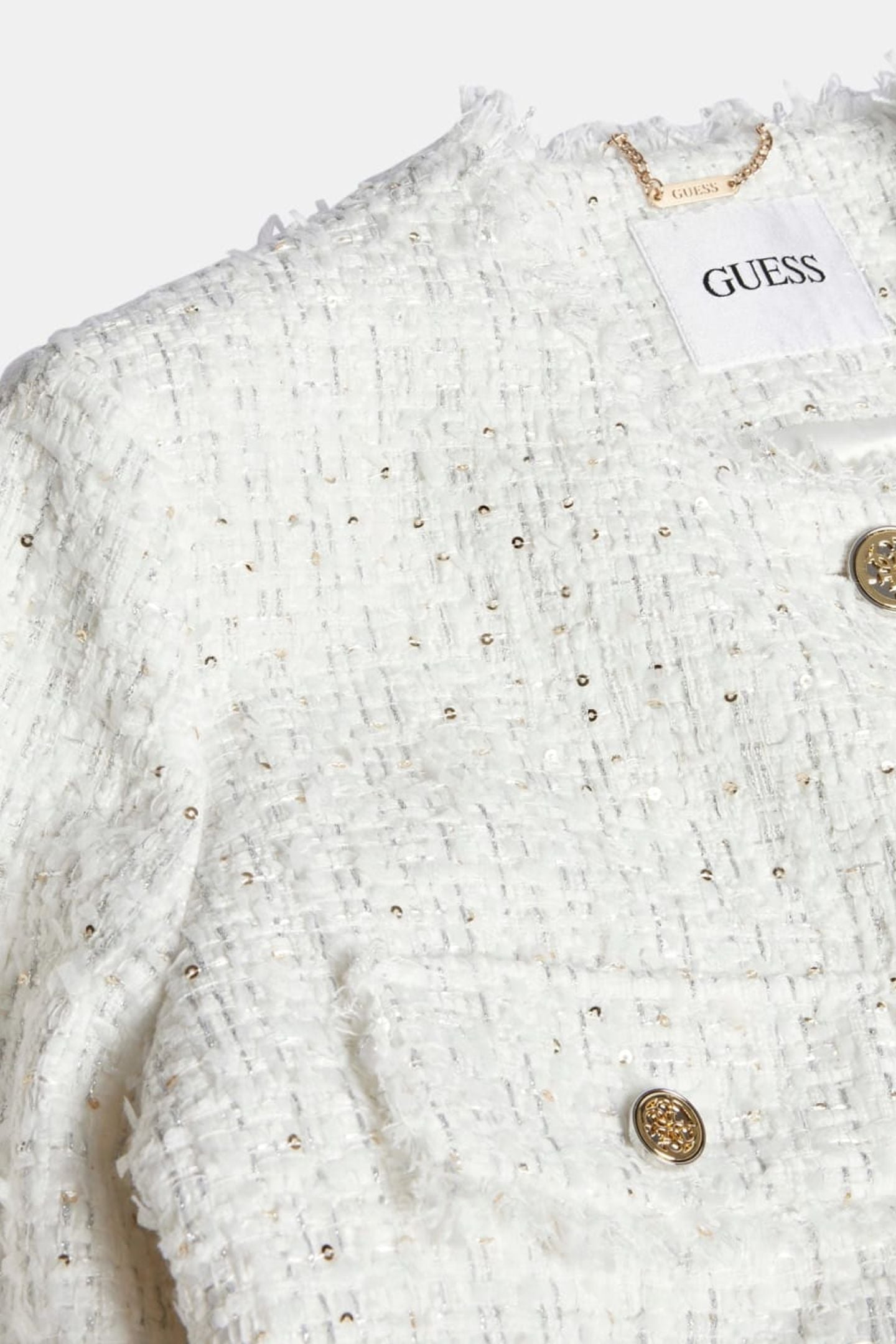 GUESS ECO NOELIE TWEED JACKET CREAM WHITE MULTI 7