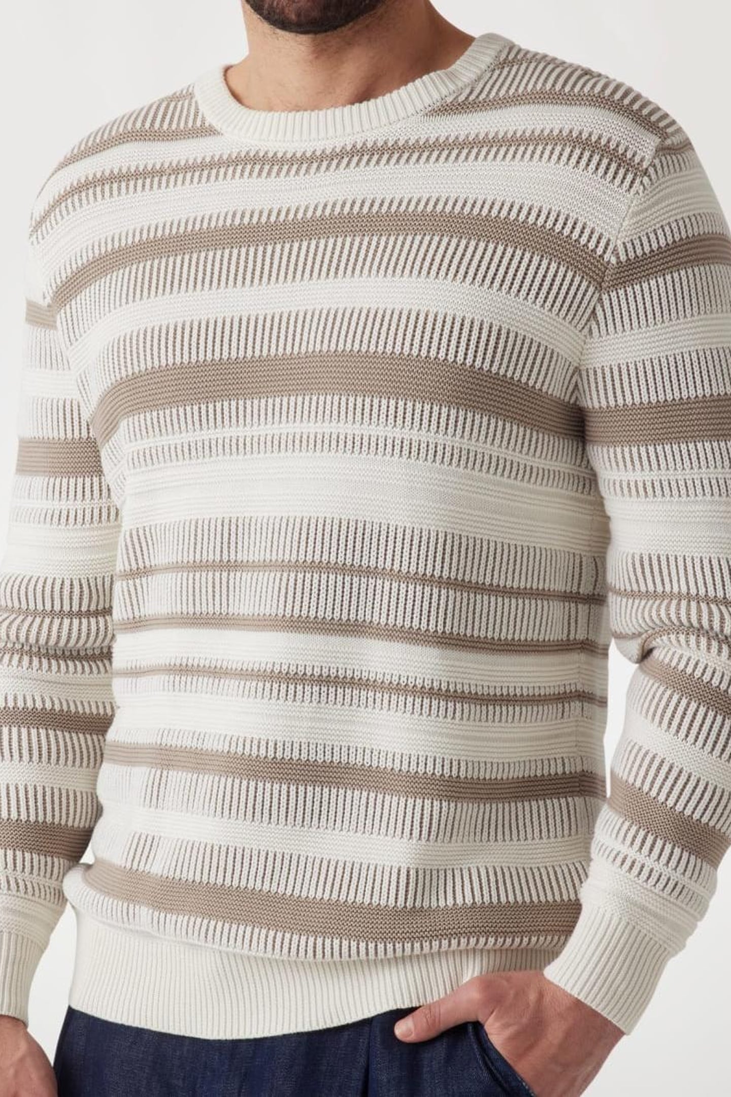 GUESS ECO GROVER CN STRIPED ST IMPACT GREY SALT WHI 6