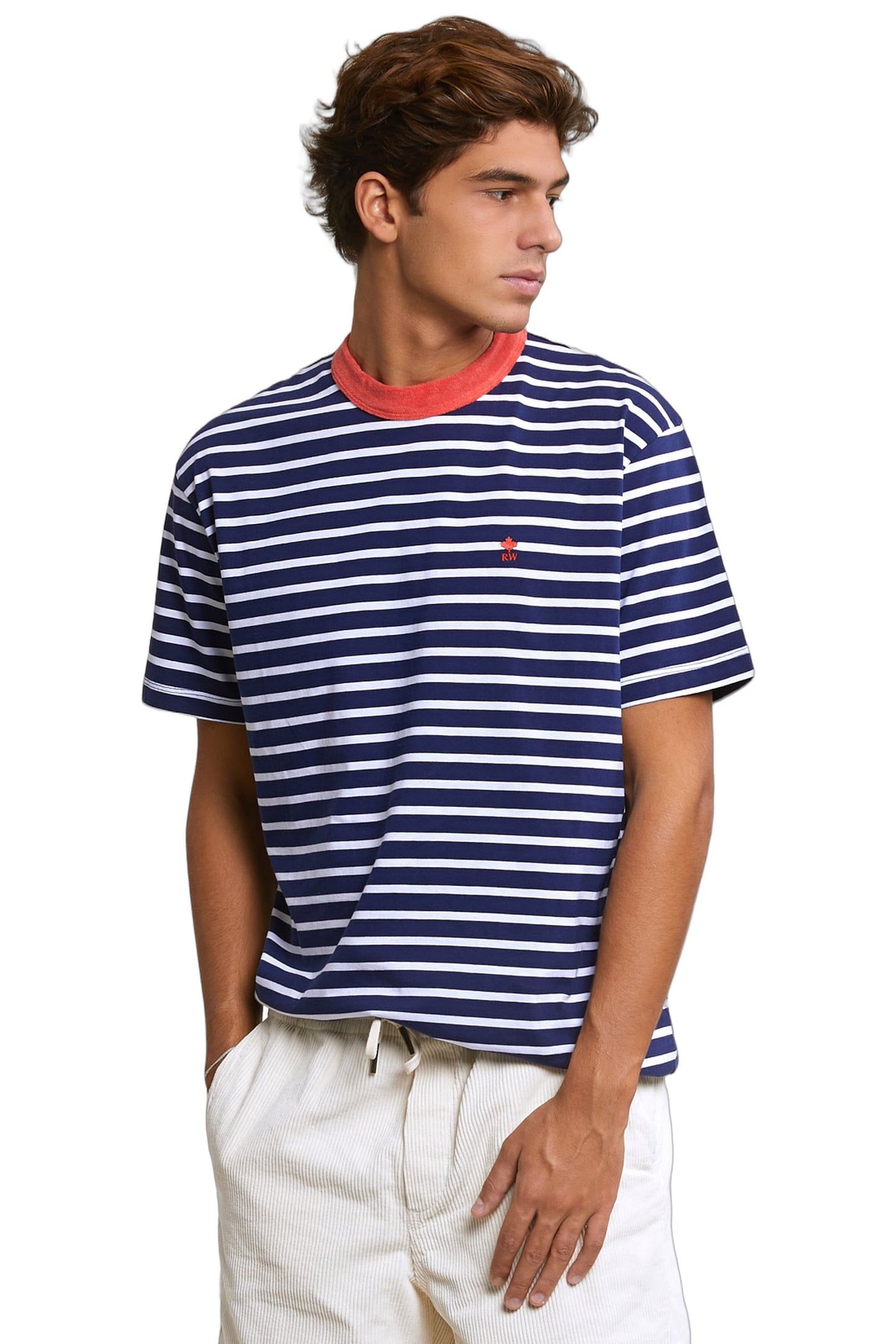 LOOSE FIT STRIPED T-SHIRT ROYAL BLUE/WHITE 1