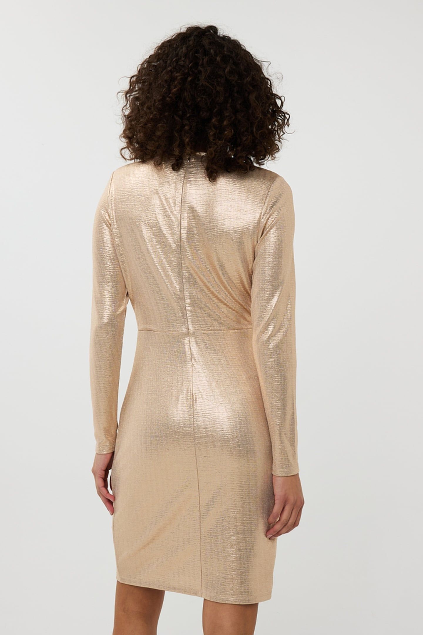 DRESS V-NECK DRAPERY LIGHT APRICOT 4