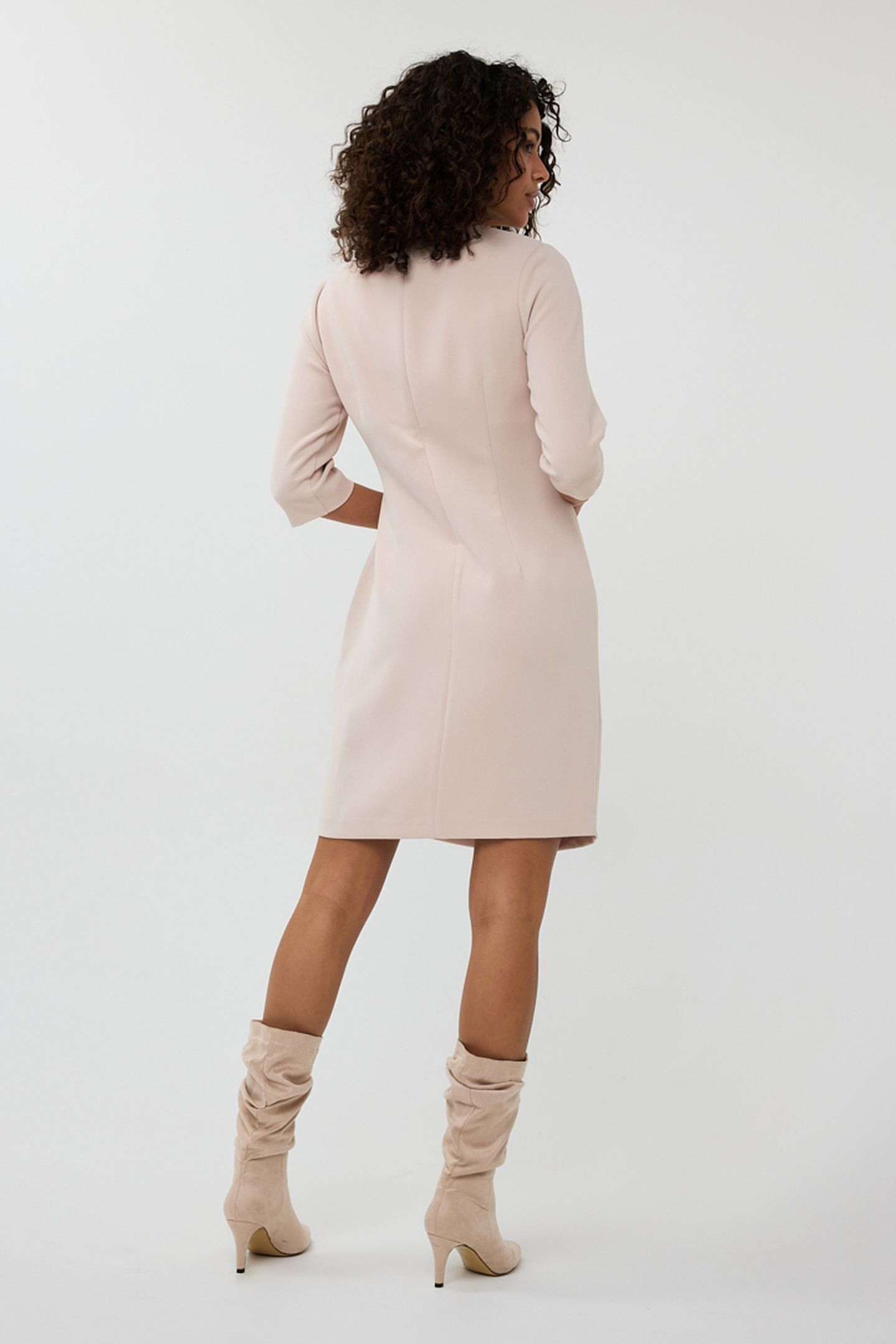 DRESS OVERLAP KNOT S/SLVE SAND 5
