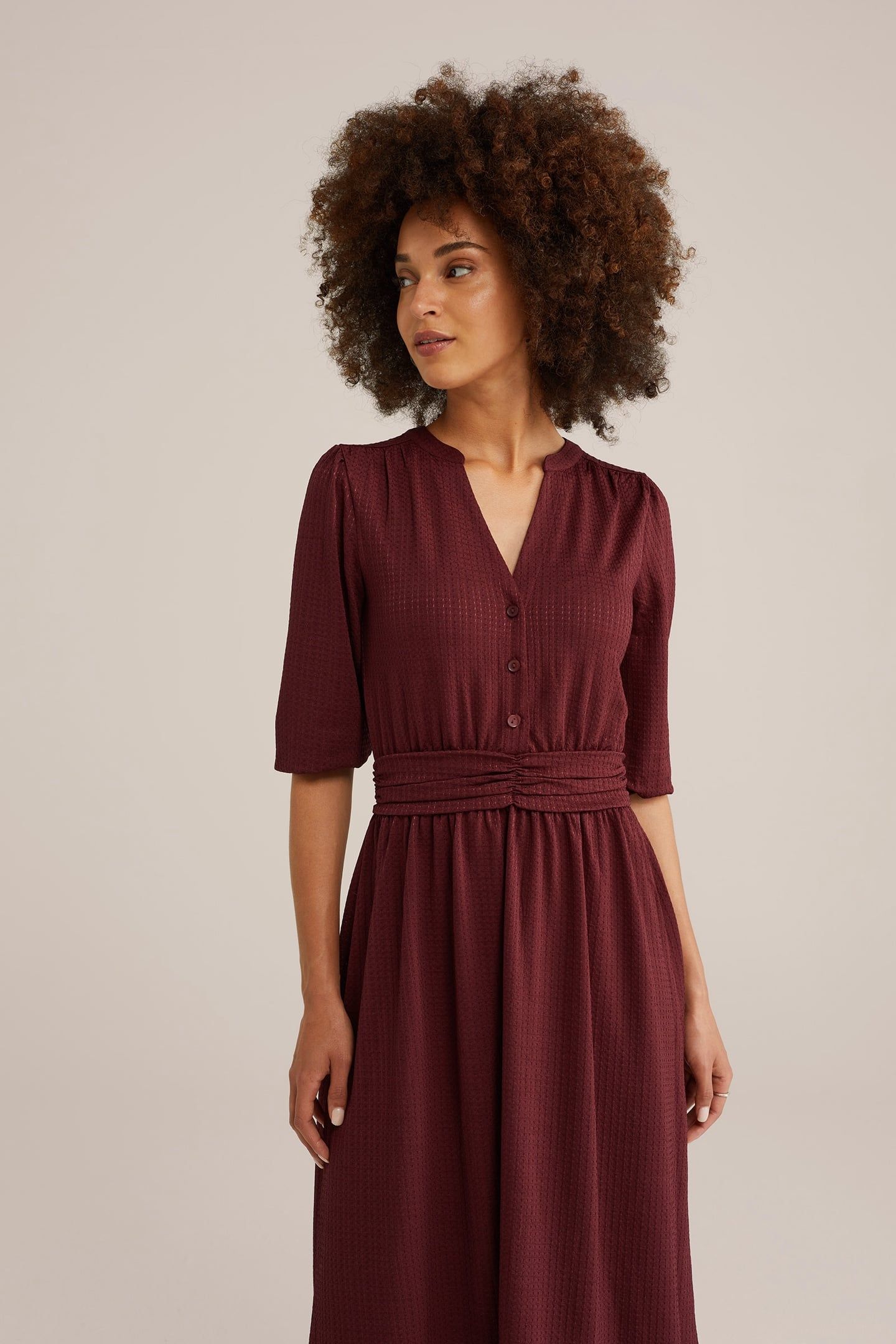 DRESS MIDI BURGUNDY RED 2