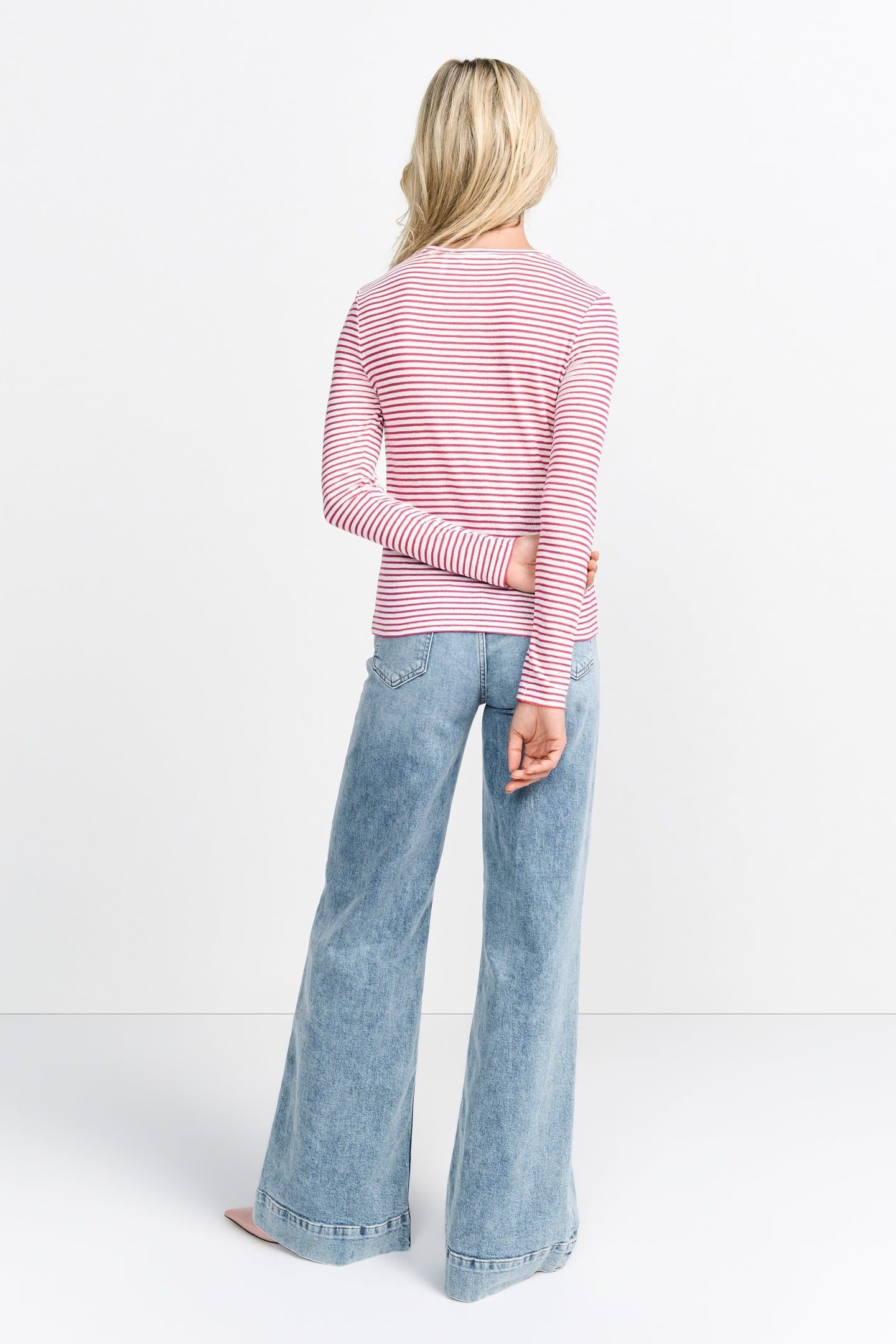 SPARKLE STRIPED LONGSLEEVE ORGANIC RASPBERRY PINK 2