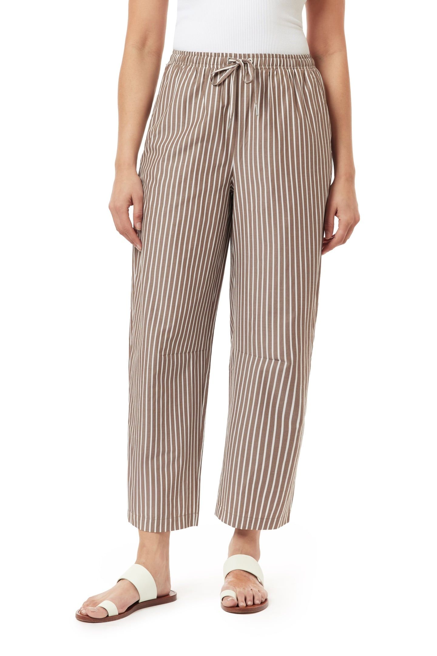 BARREL LEG PANTS BROWN STRIPE 1