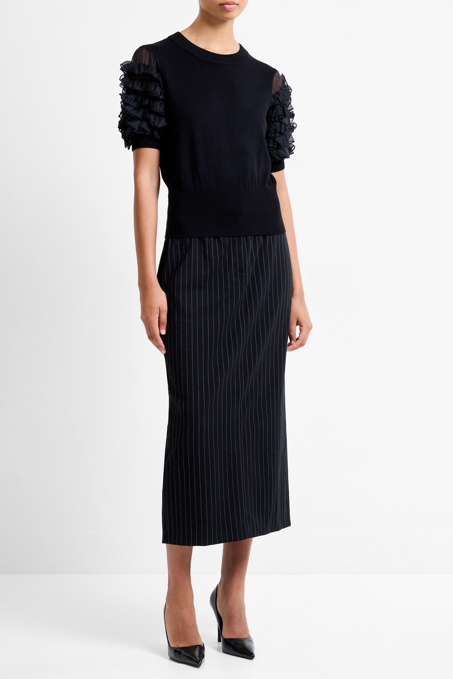KRISTA MIX STACKED RUFFLE TOP BLACKOUT 1