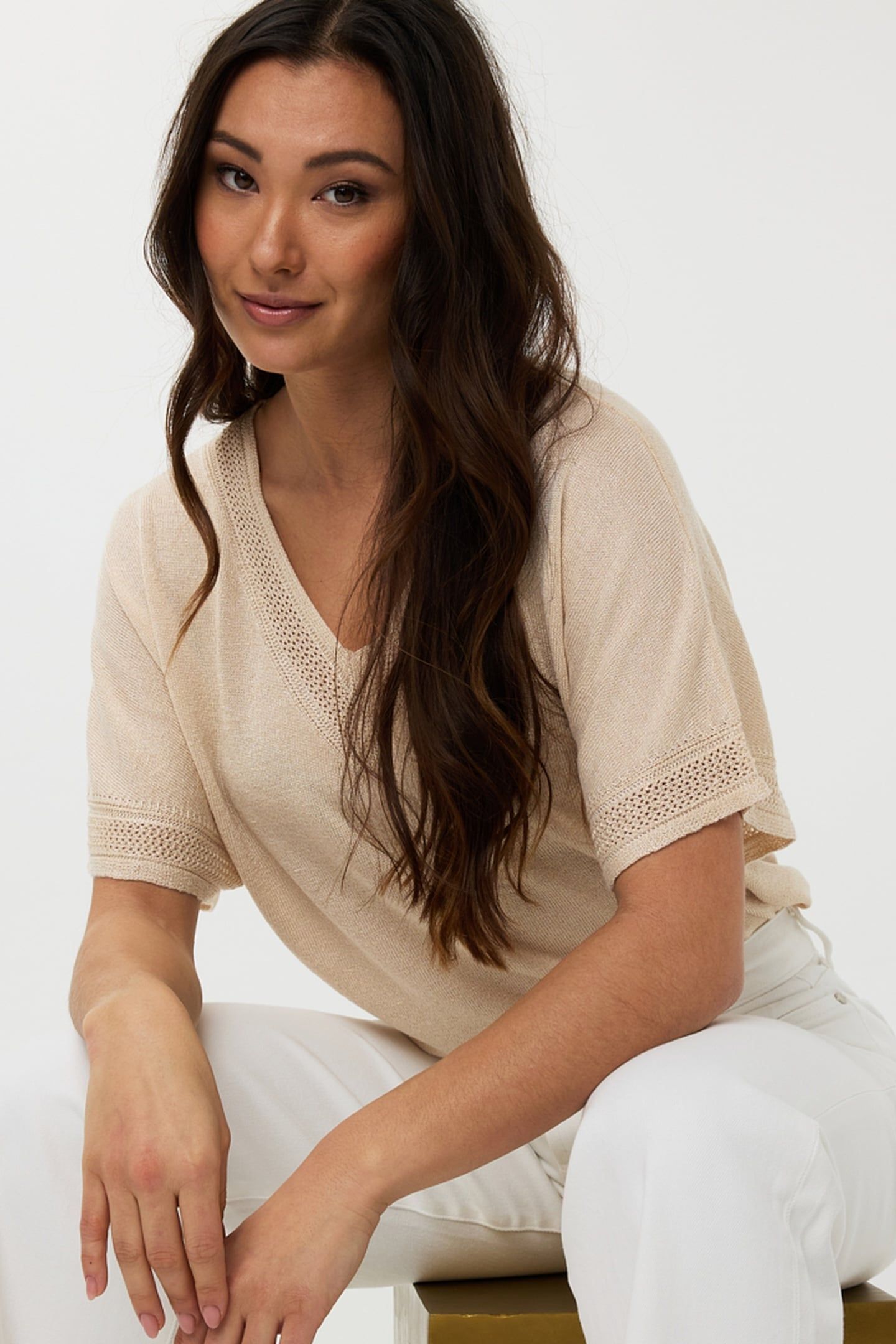 SWEATER BATWING POINTELLE LUREX IVORY 2