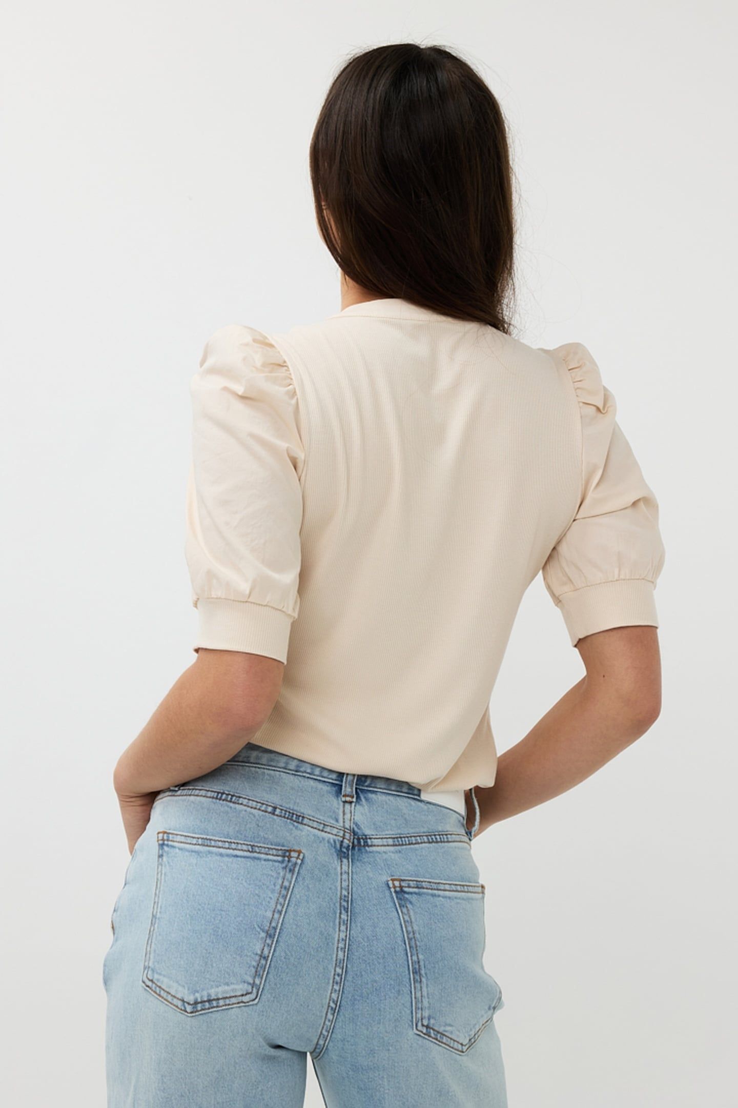 TOP WIDE RIB WOVEN SLEEVE SAND 5