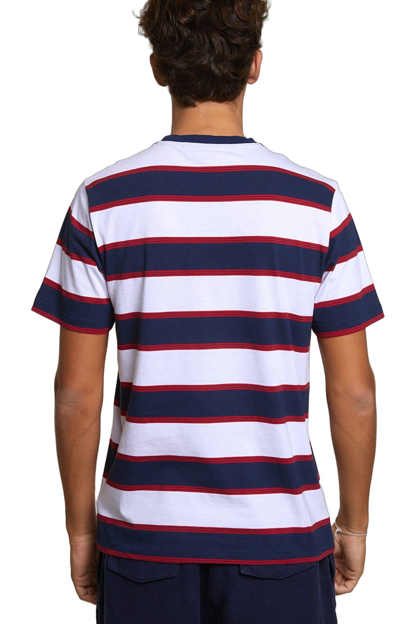 CUSTOM FIT STRIPED T-SHIRT OXFORD BLUE/HARVARD RED 4