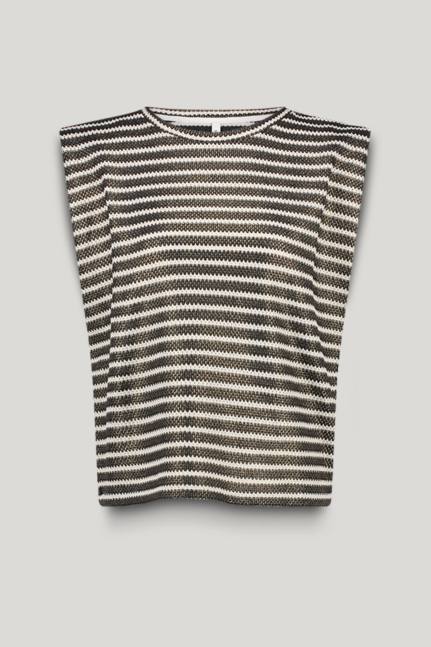 SLEEVELESS TOP KNITTED STRIPE COATED BLACK-IVORY 4