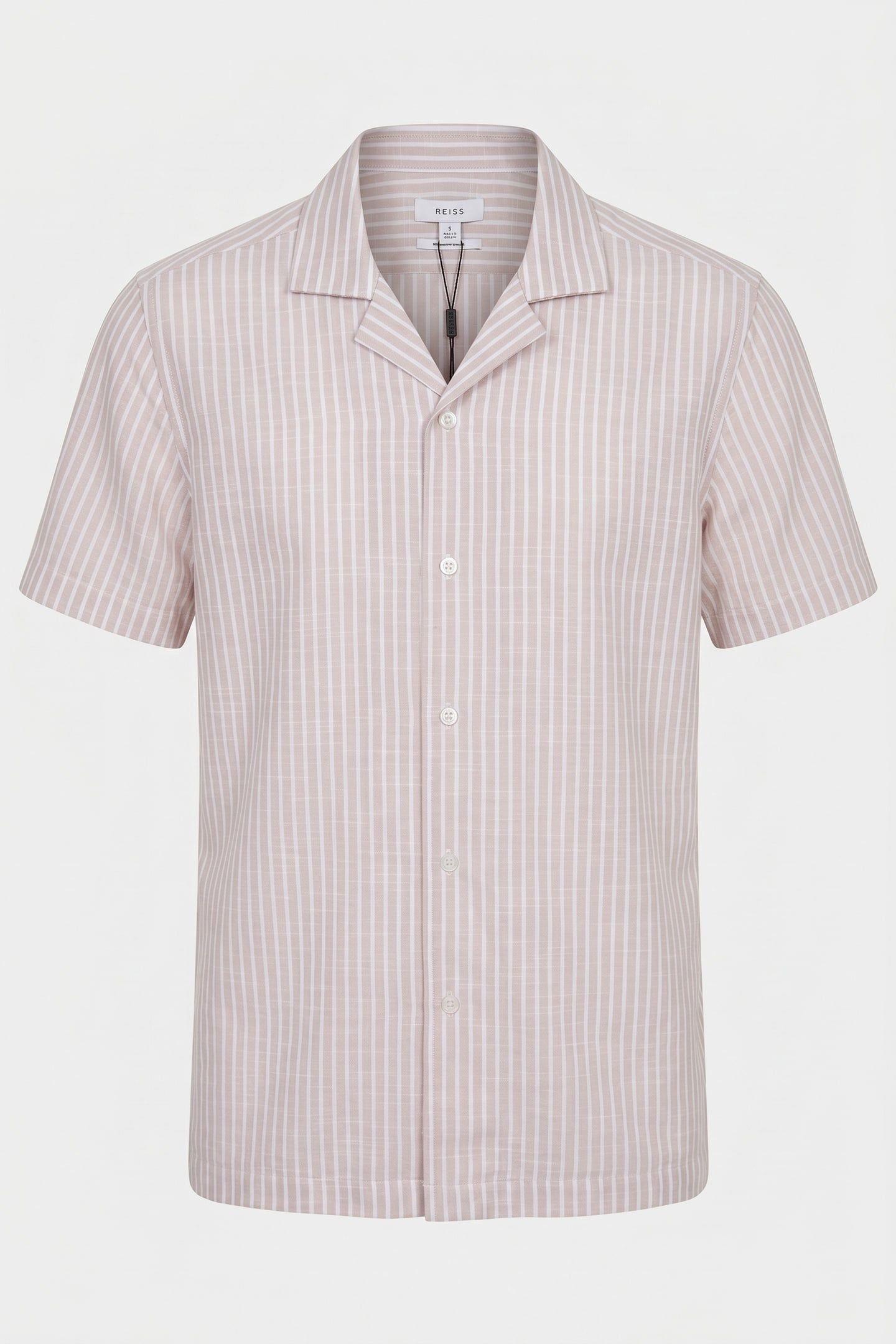 CUBAN COLLAR SS SHIRT SAND/WHITE 3