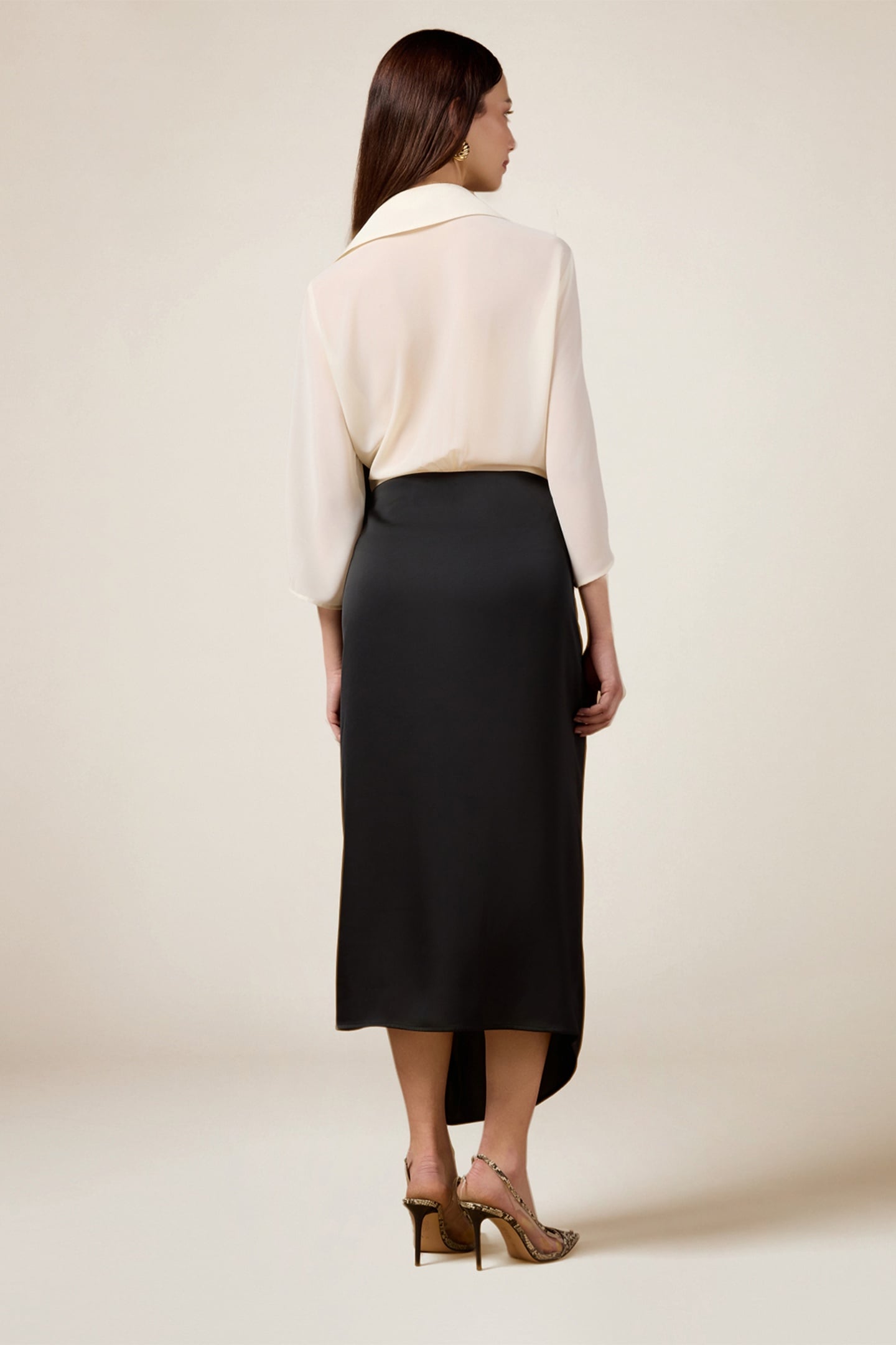 TWO-MATERIAL DRESS WITH WRAP SKIRT BLACK 2