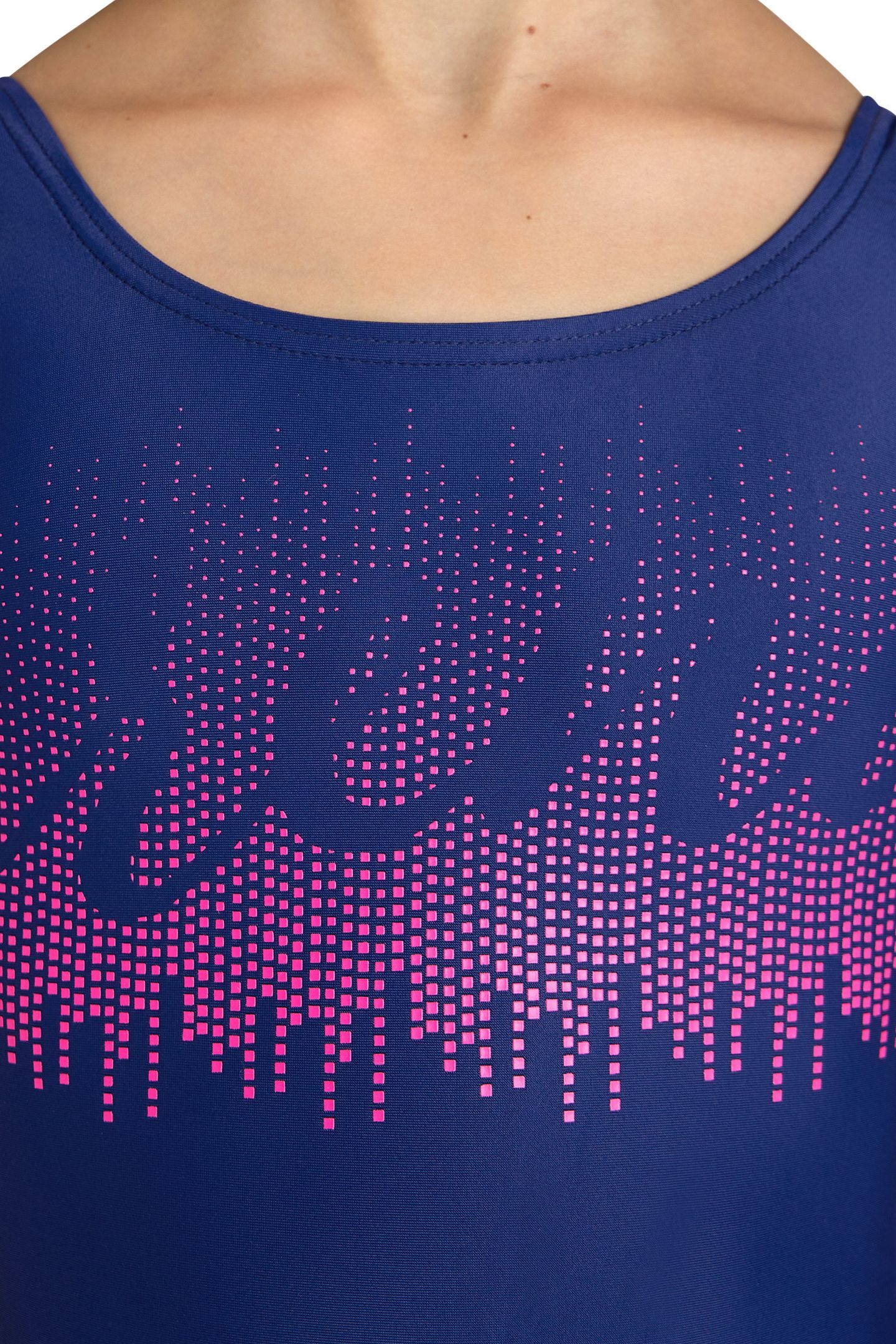 GIRLS' GRAPHIC SWIMSUIT U BACK NAVY 8