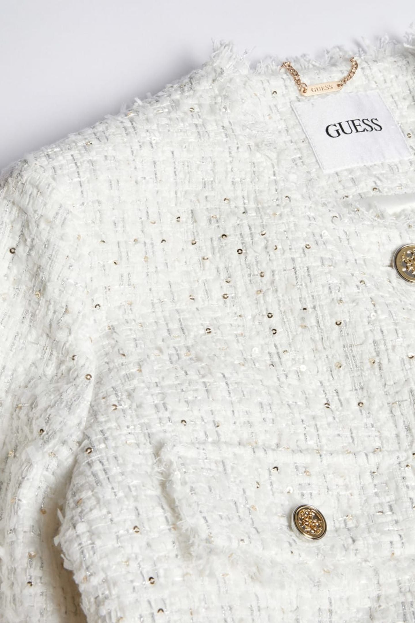 GUESS ECO NOELIE TWEED JACKET CREAM WHITE MULTI 8