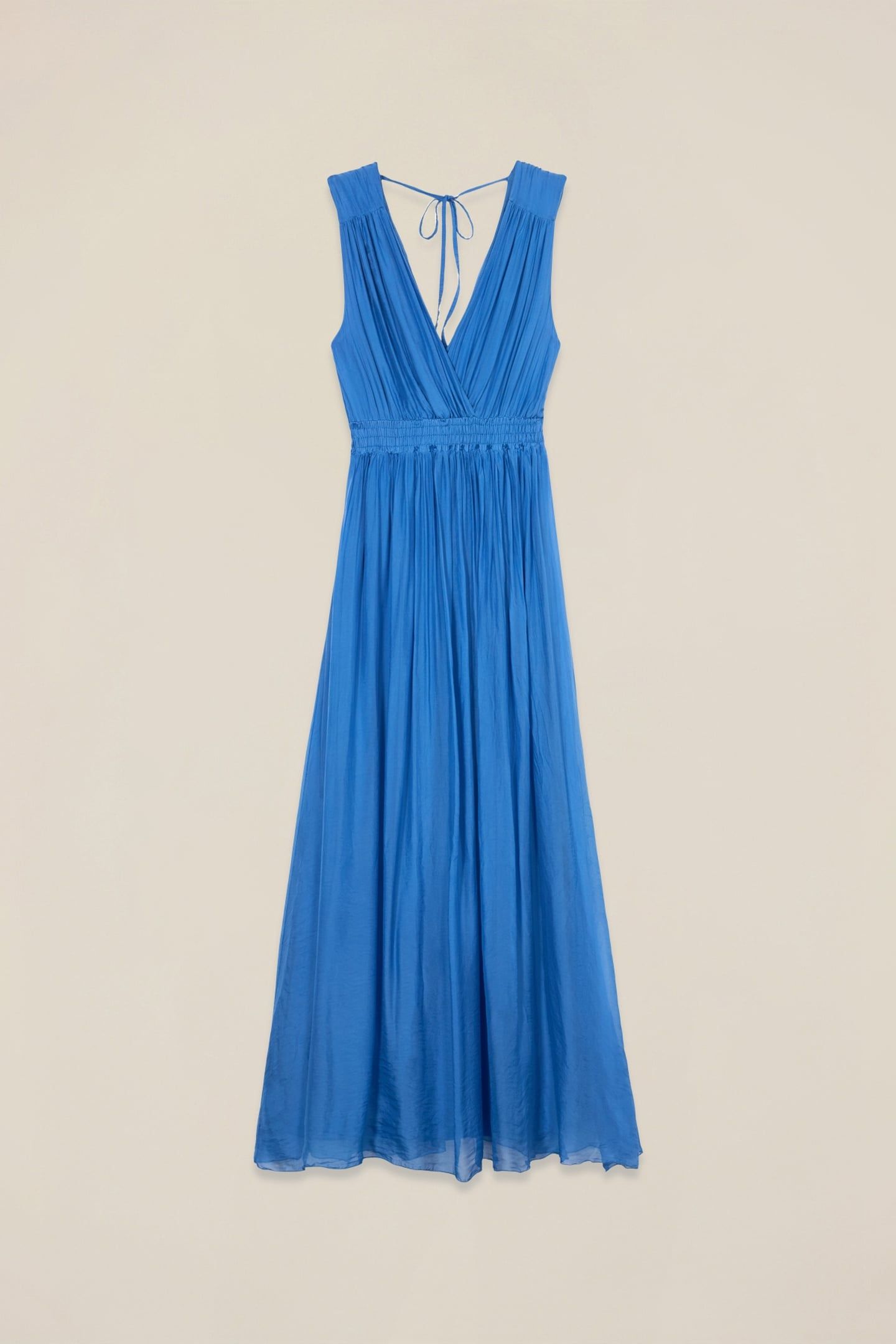 LONG SILK BLEND DRESS BRIGHT BLUE 3