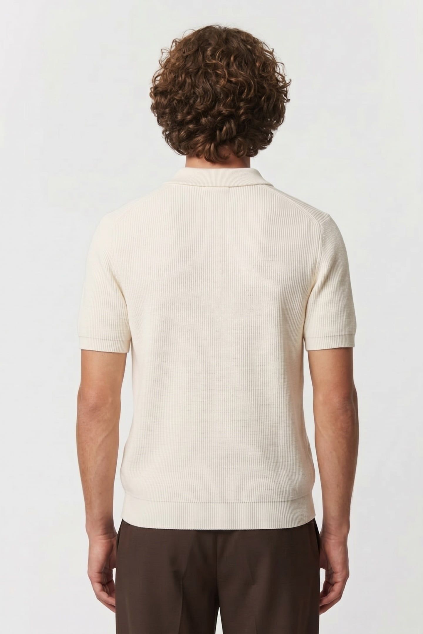 LINEN BLEND BUTTON POLO STONE 2